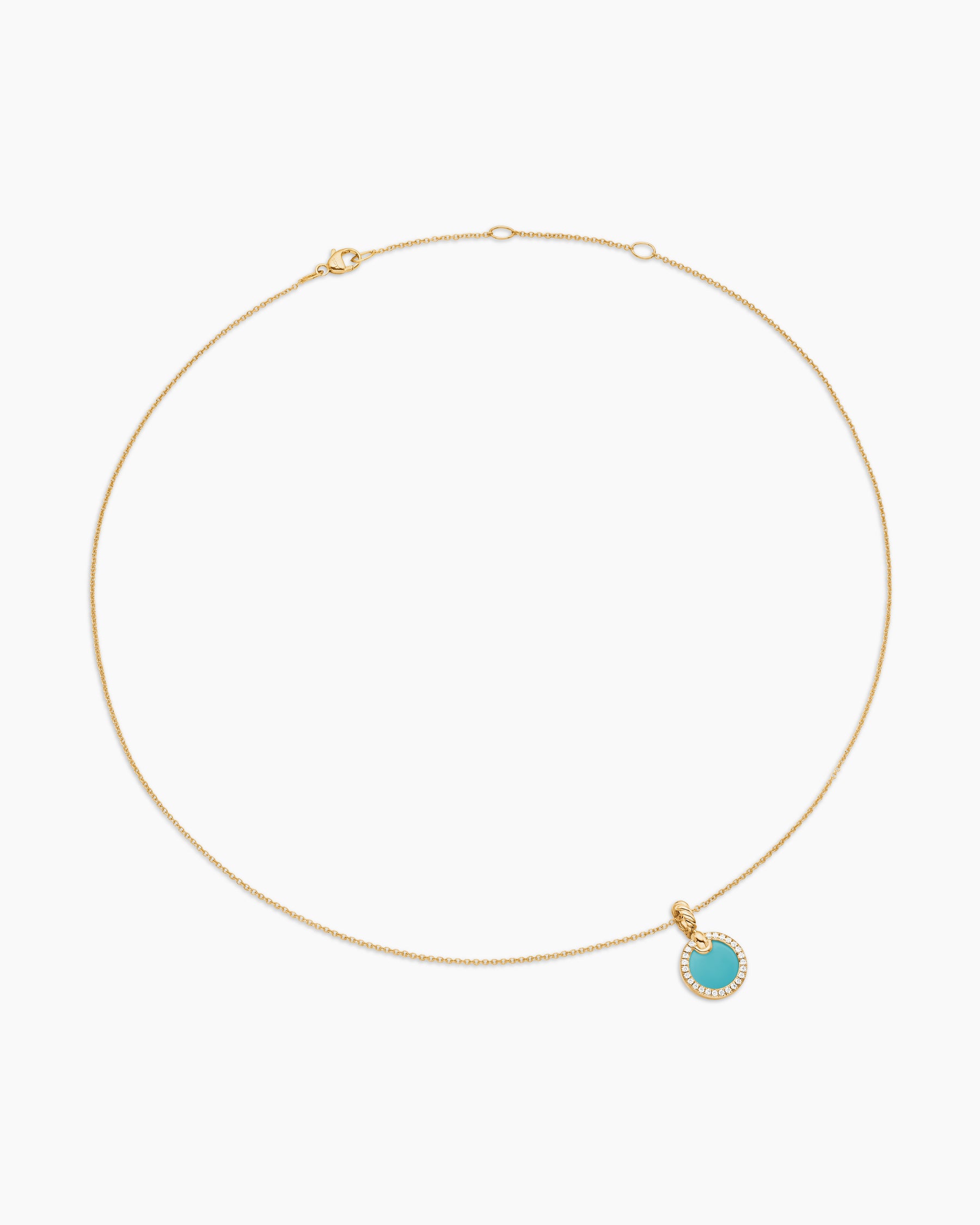 Petite DY Elements Pendant Necklace in 18K Yellow Gold with Turquoise and Diamonds, 17.8mm - Image 3