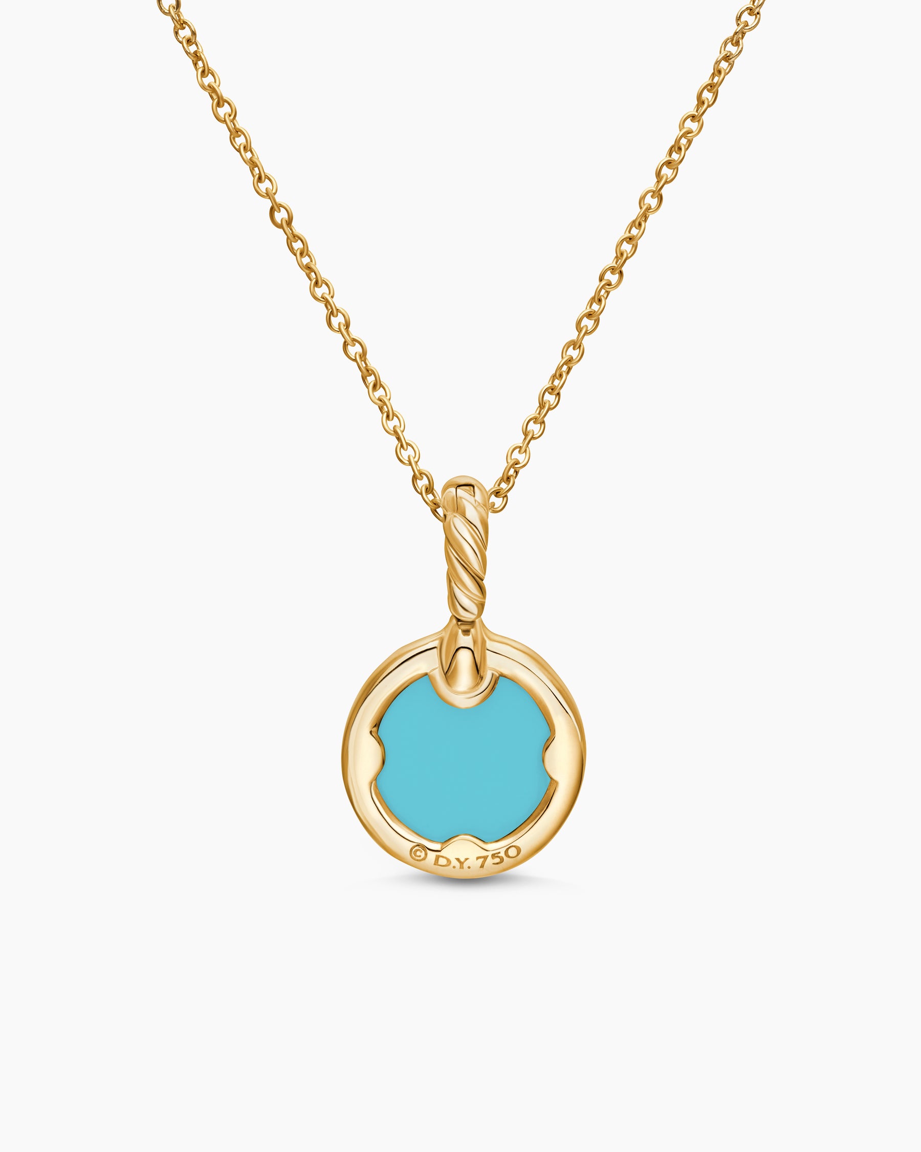 Petite DY Elements Pendant Necklace in 18K Yellow Gold with Turquoise and Diamonds, 17.8mm - Image 4