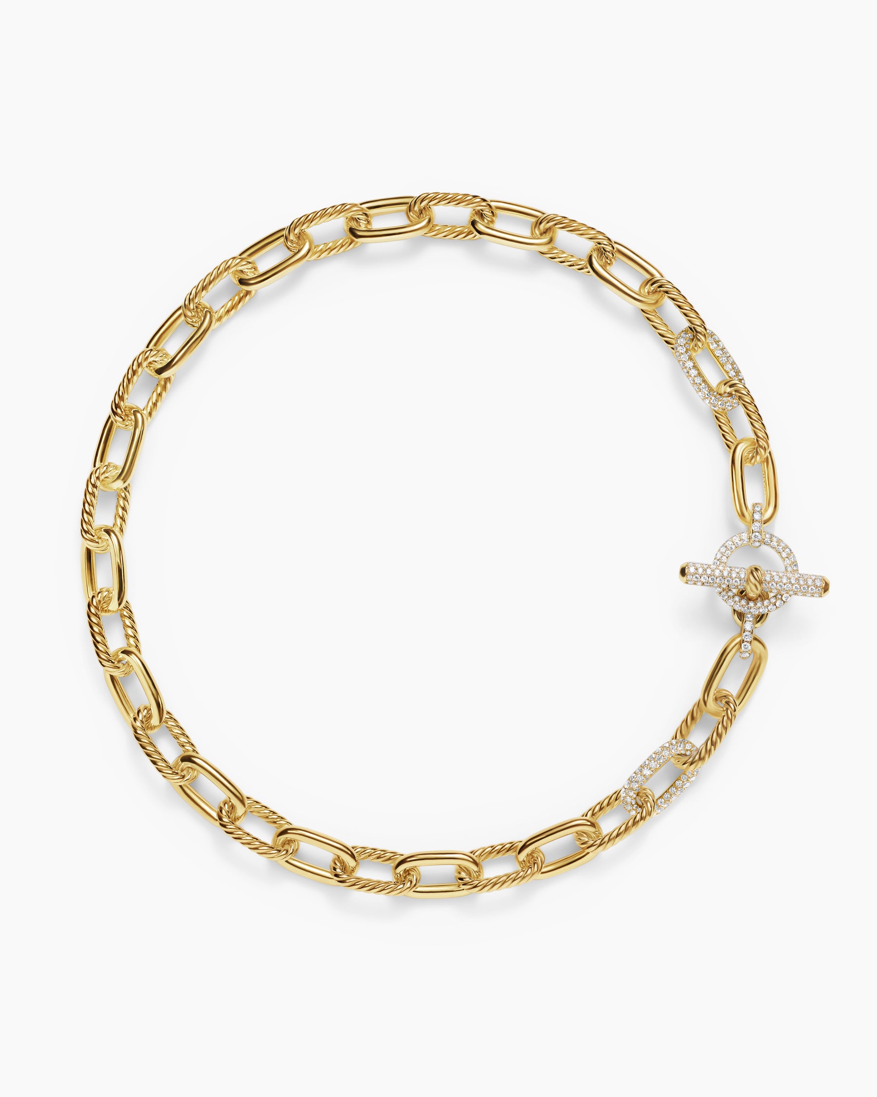 DY Madison Toggle Chain Necklace in 18K Yellow Gold with Diamond Links, 11mm