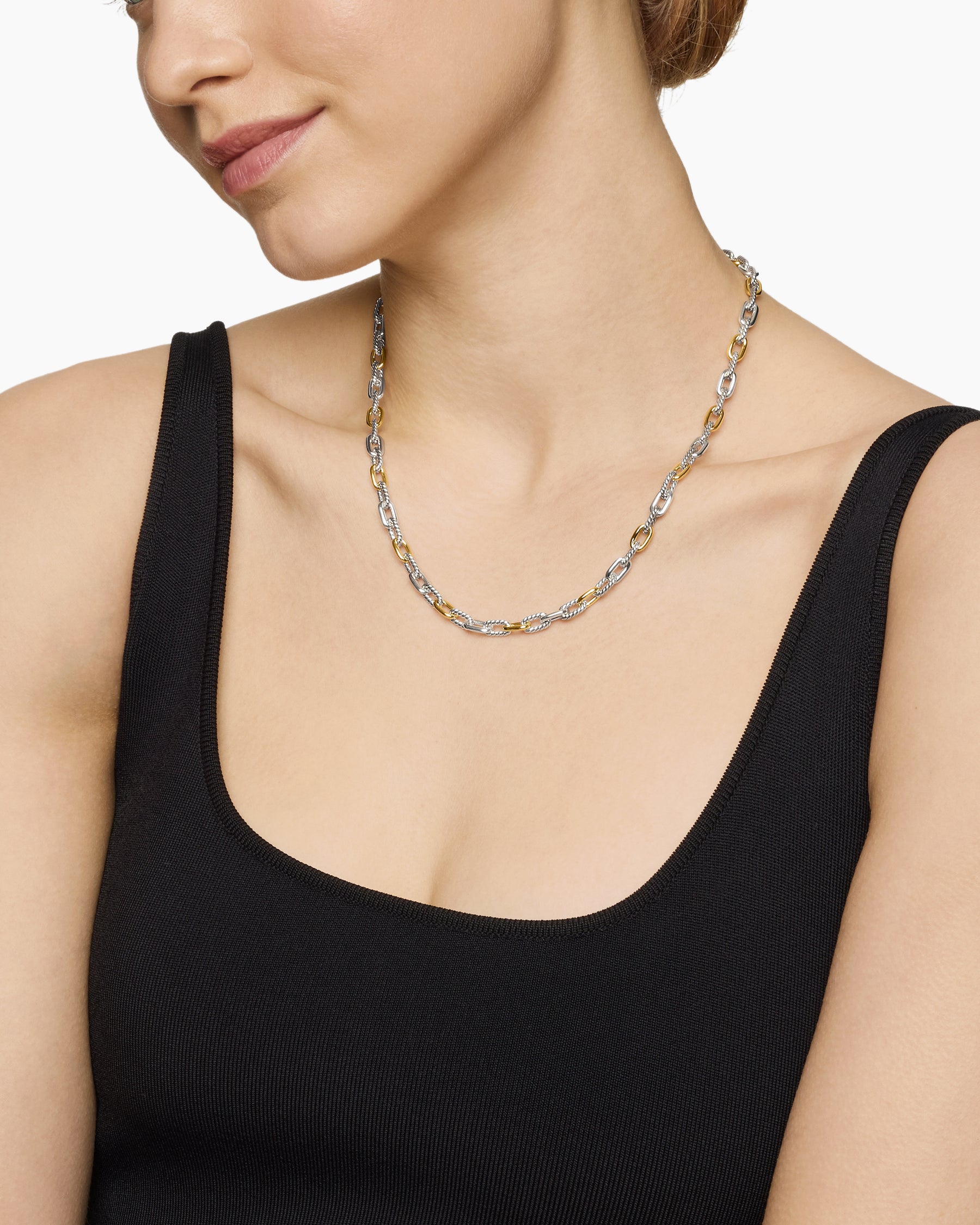 DY Madison Chain Necklace in Sterling Silver with 18K Yellow Gold, 5.5mm - Image 6