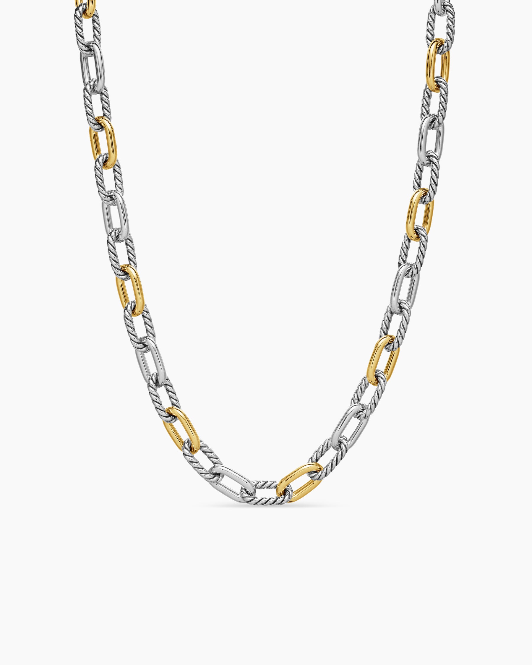 DY Madison Chain Necklace in Sterling Silver with 18K Yellow Gold, 8.5mm