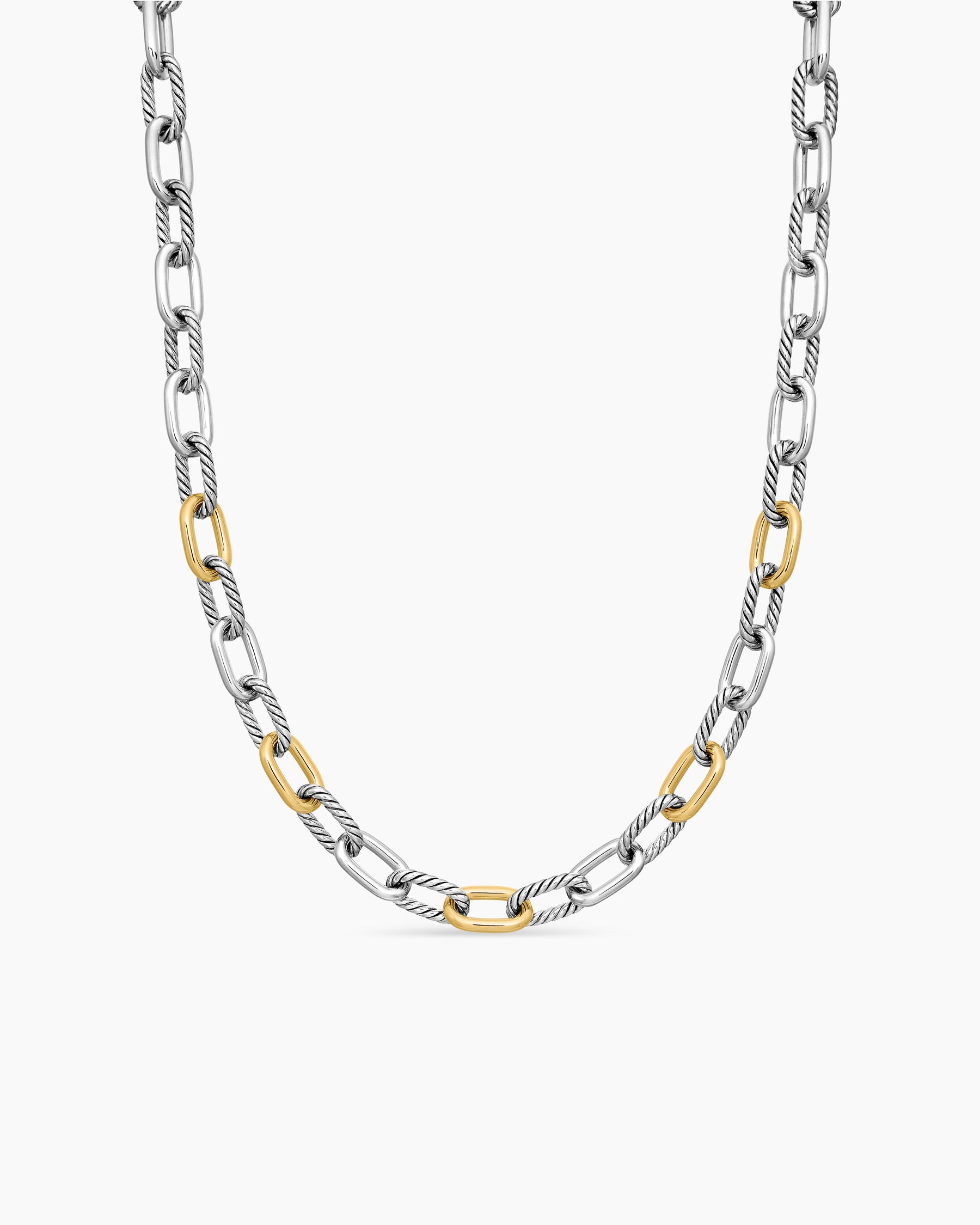 DY Madison Chain Necklace in Sterling Silver with 18K Yellow Gold, 11mm