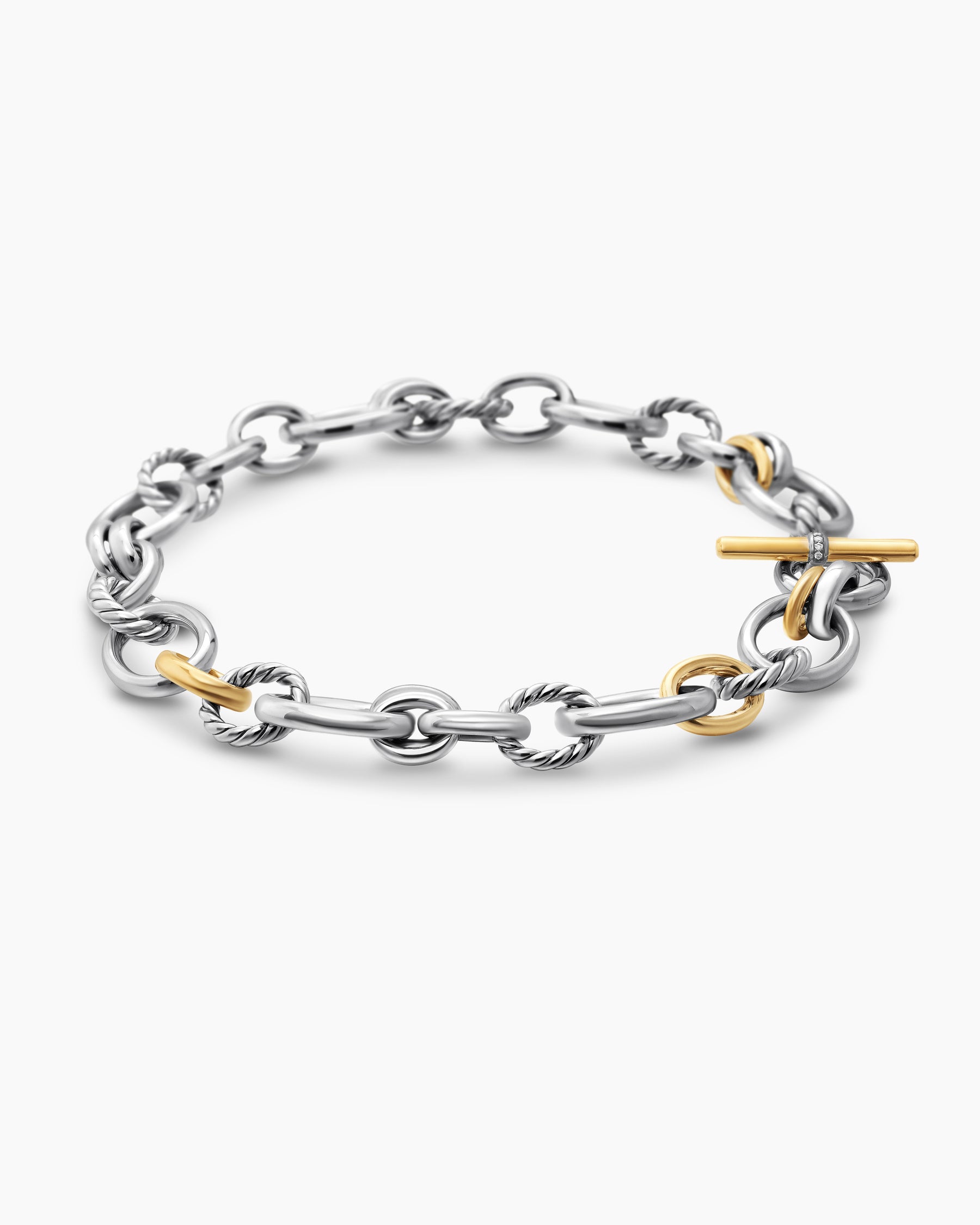 DY Mercer Chain Necklace in Sterling Silver with 18K Yellow Gold and Diamonds, 20mm - Image 3