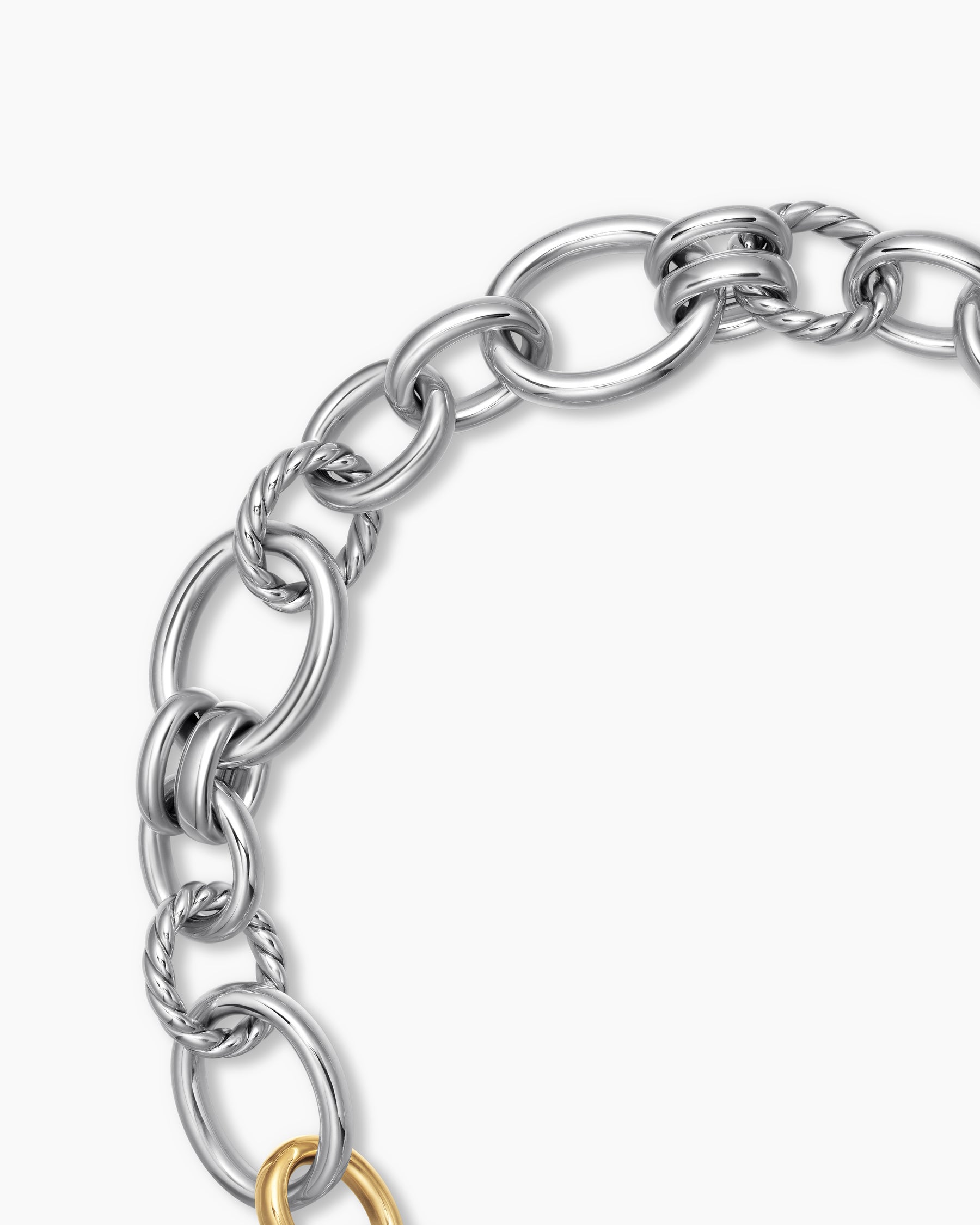 DY Mercer Chain Necklace in Sterling Silver with 18K Yellow Gold and Diamonds, 20mm - Image 4