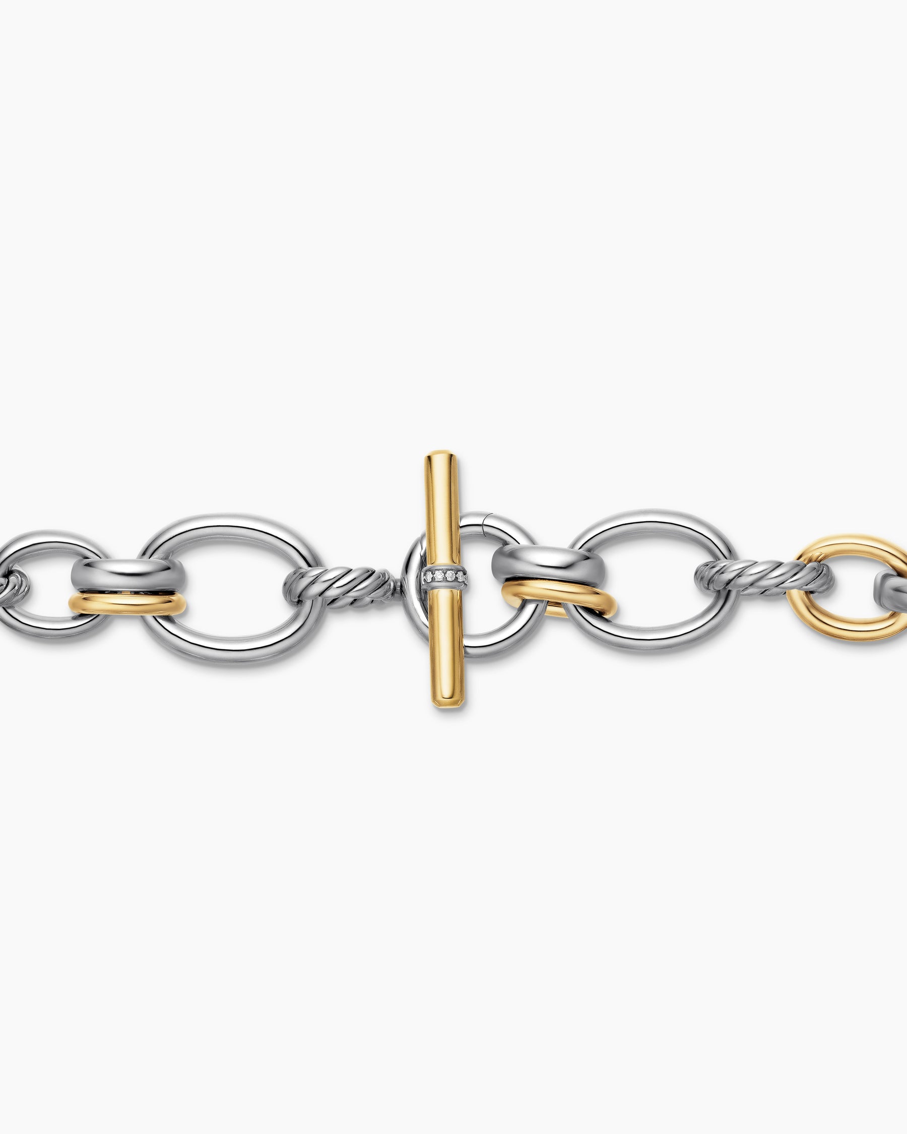 DY Mercer Chain Necklace in Sterling Silver with 18K Yellow Gold and Diamonds, 20mm - Image 5