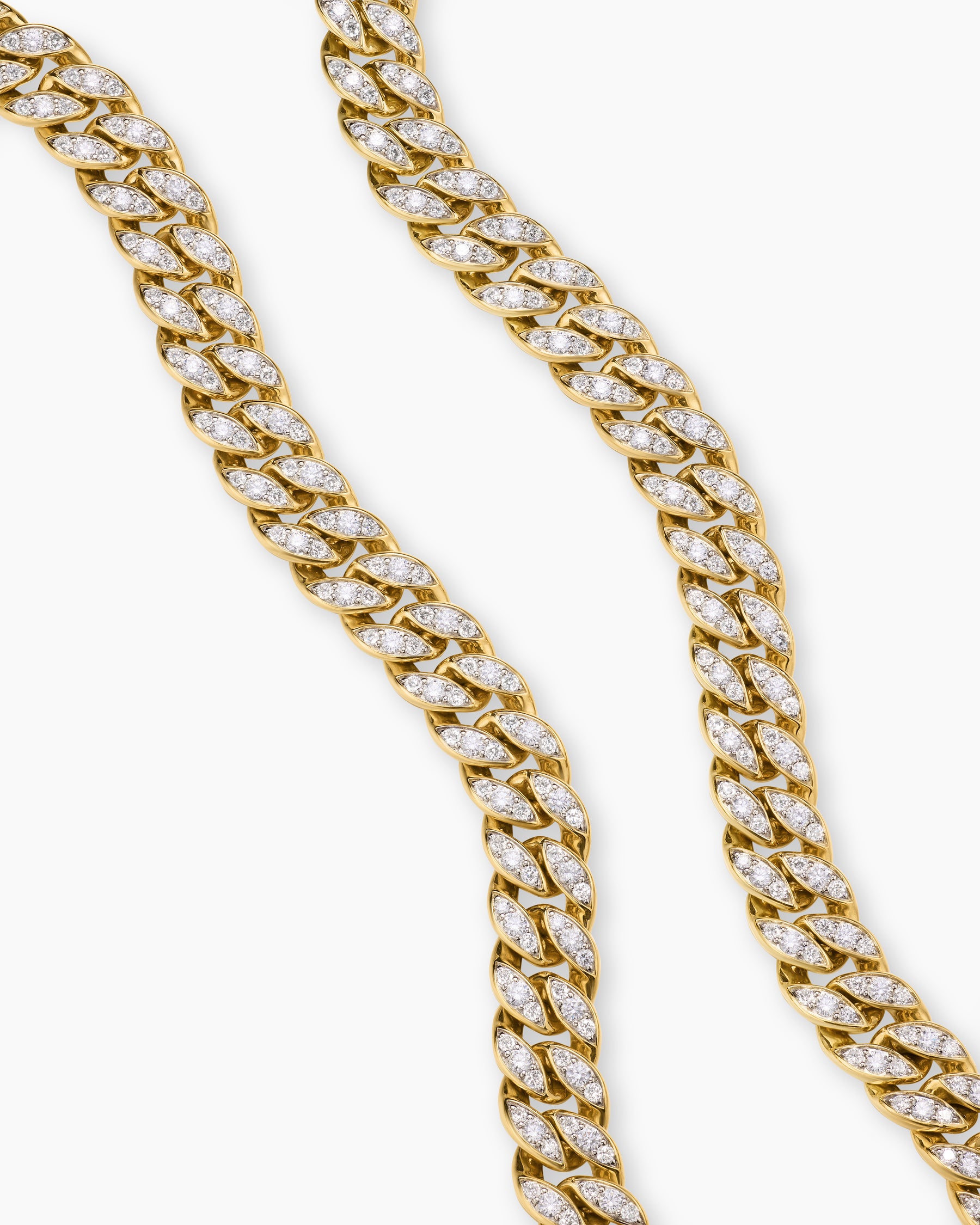 Alternative view of Curb Chain Necklace in 18K Yellow Gold with Diamonds, 11.5mm
