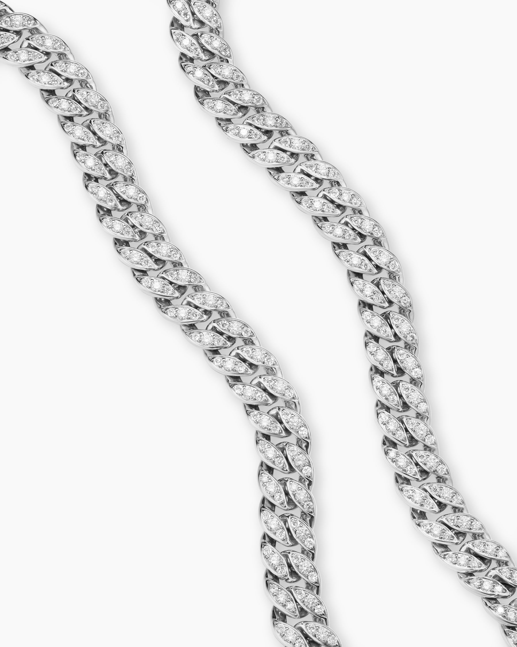 Alternative view of Curb Chain Necklace in Platinum with Diamonds, 11.5mm