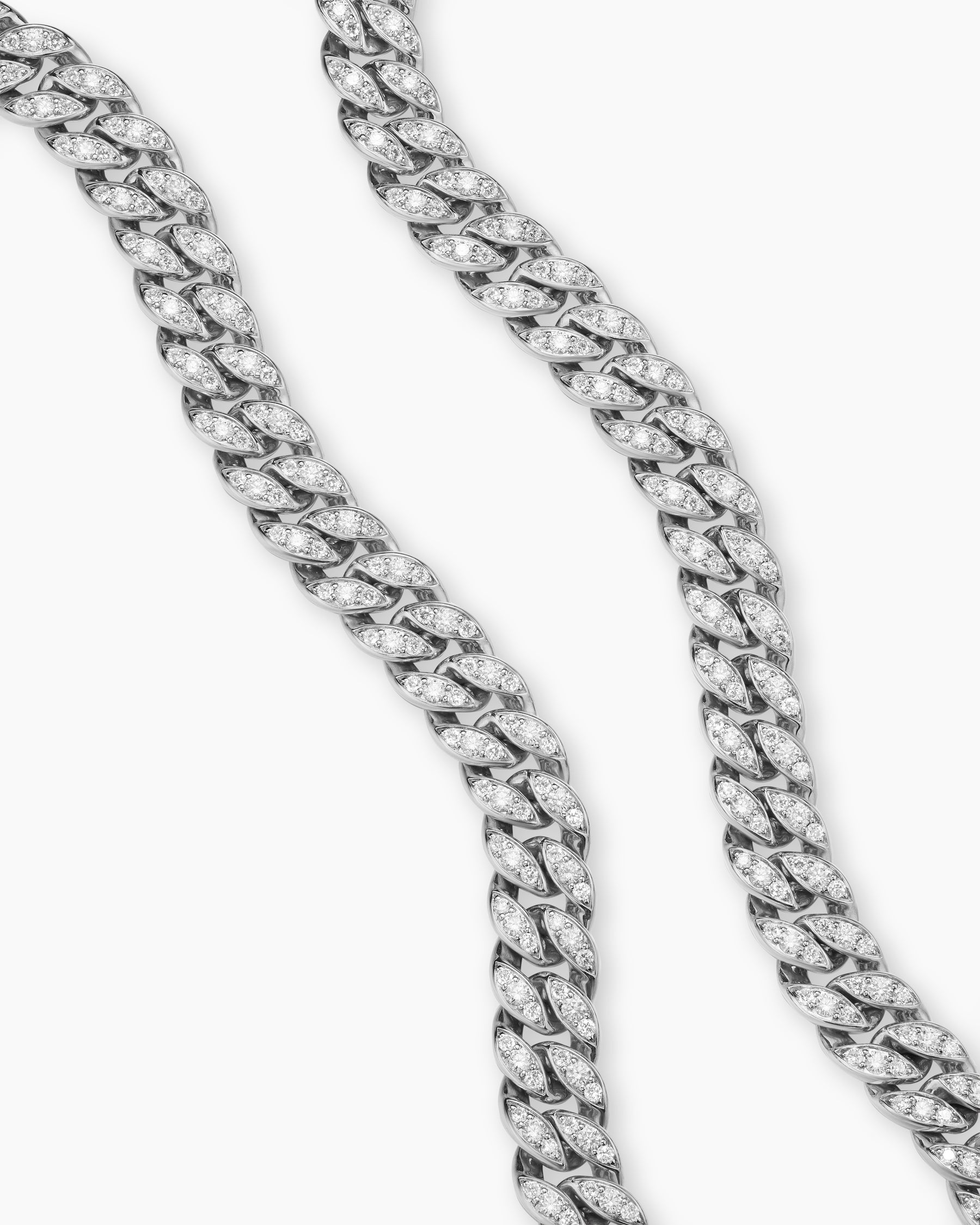 Alternative view of Curb Chain Necklace in Sterling Silver with Diamonds, 11.5mm