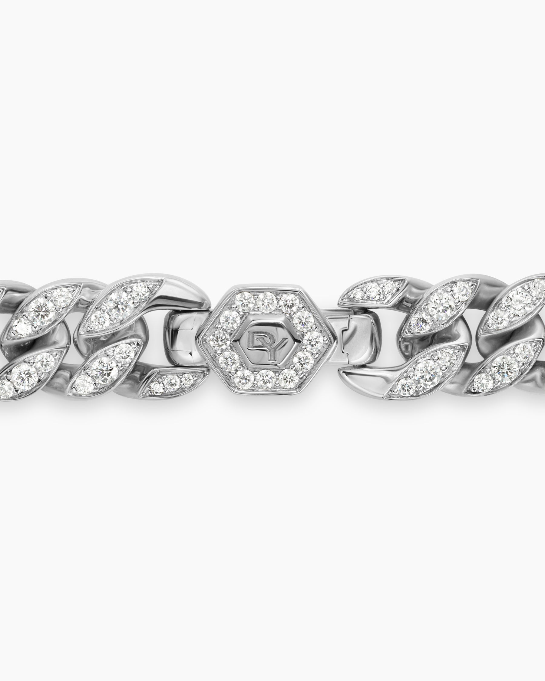 Curb Chain Necklace in Sterling Silver with Diamonds, 11.5mm - Image 4