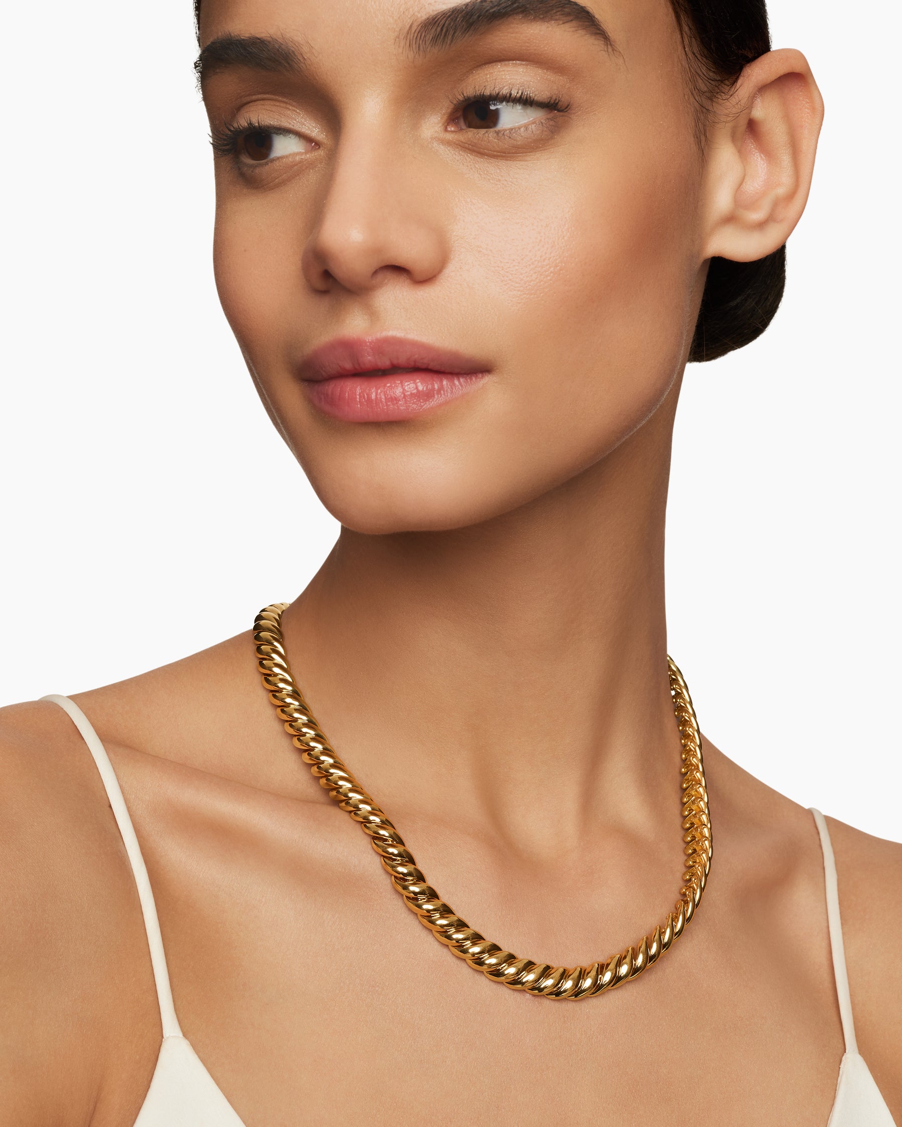 Alternative view of Sculpted Cable Necklace in 18K Yellow Gold, 8.5mm