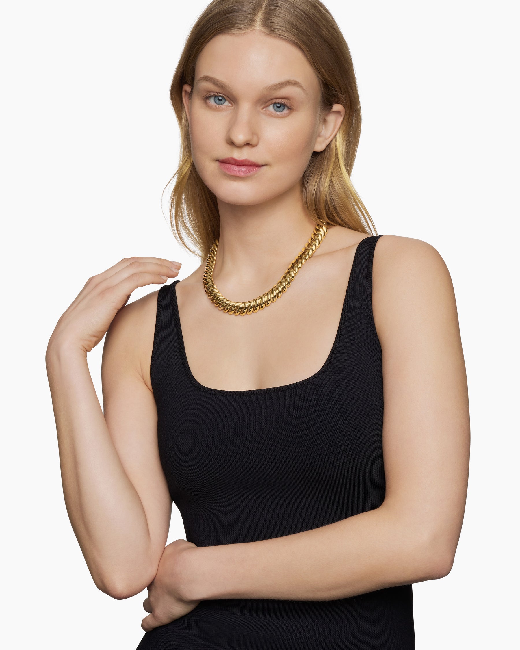 Alternative view of Sculpted Cable Necklace in 18K Yellow Gold, 14mm