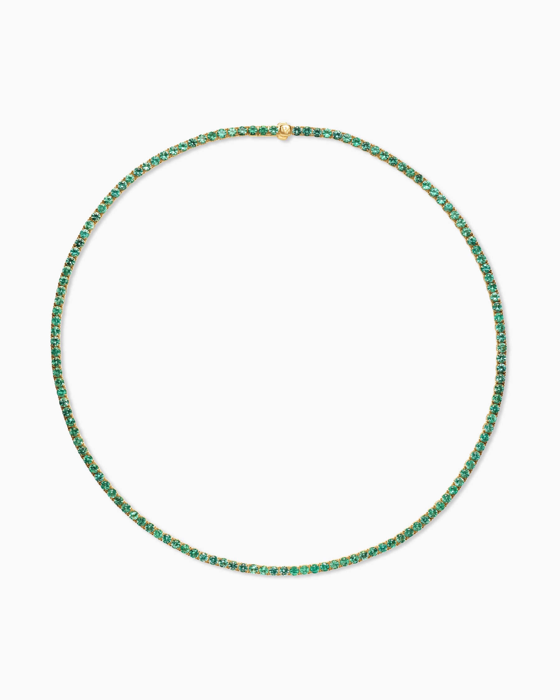Tennis Necklace in 18K Yellow Gold with Emeralds, 3mm - Image 3