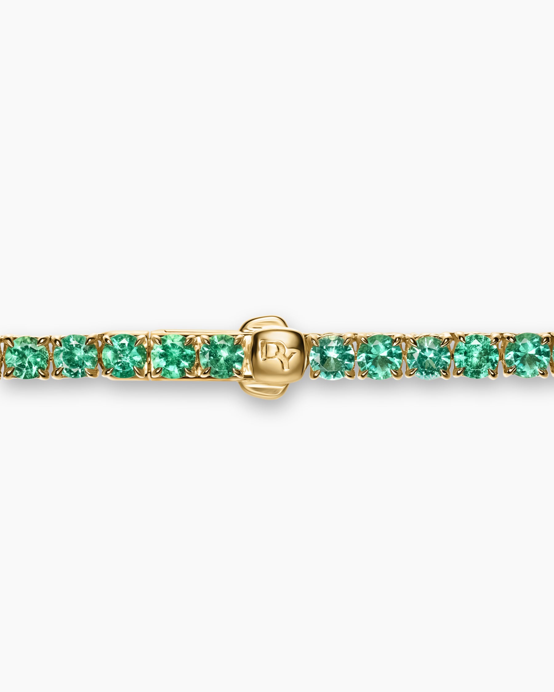 Tennis Necklace in 18K Yellow Gold with Emeralds, 3mm - Image 4