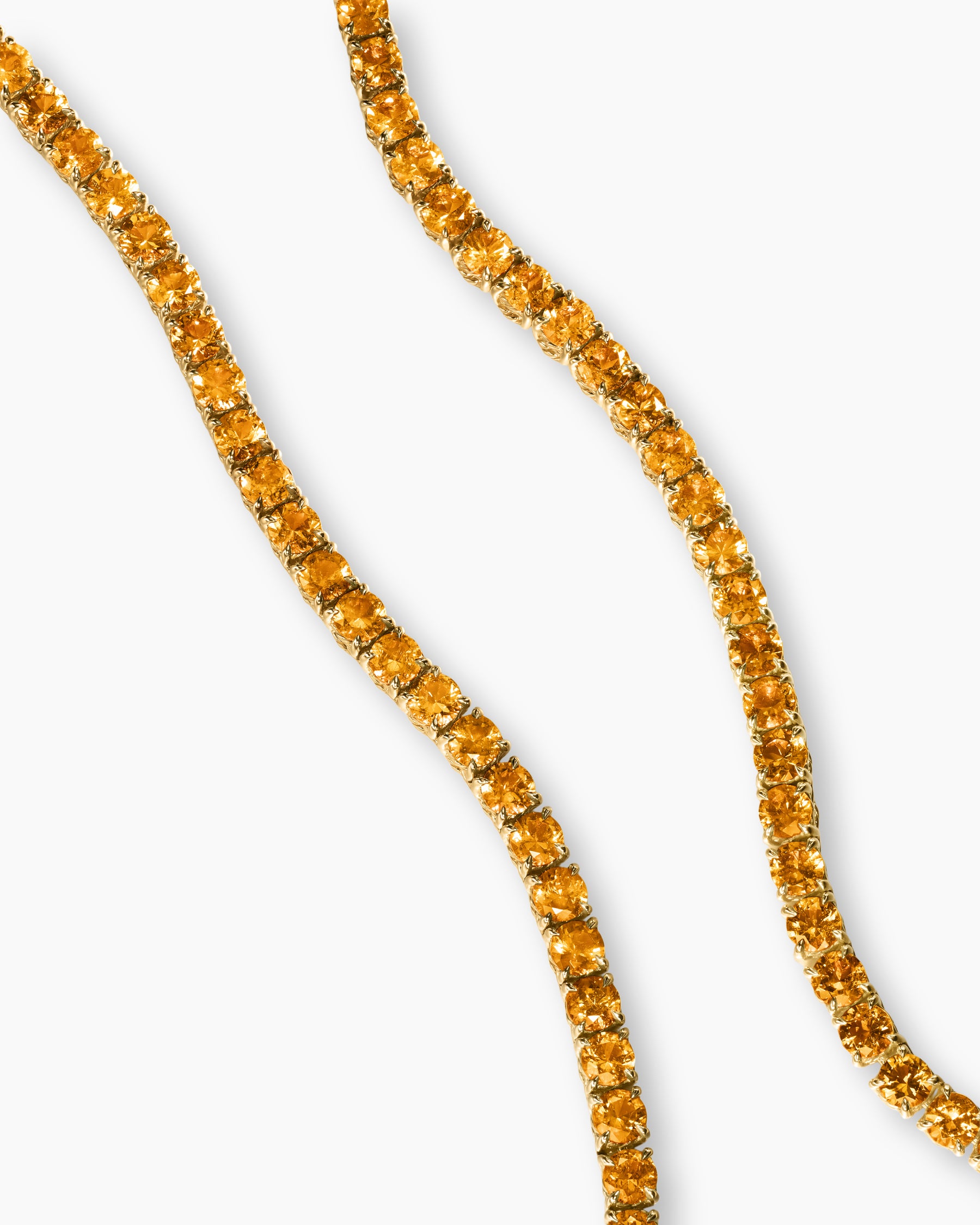 Alternative view of Tennis Necklace in 18K Yellow Gold with Orange Sapphires, 3mm