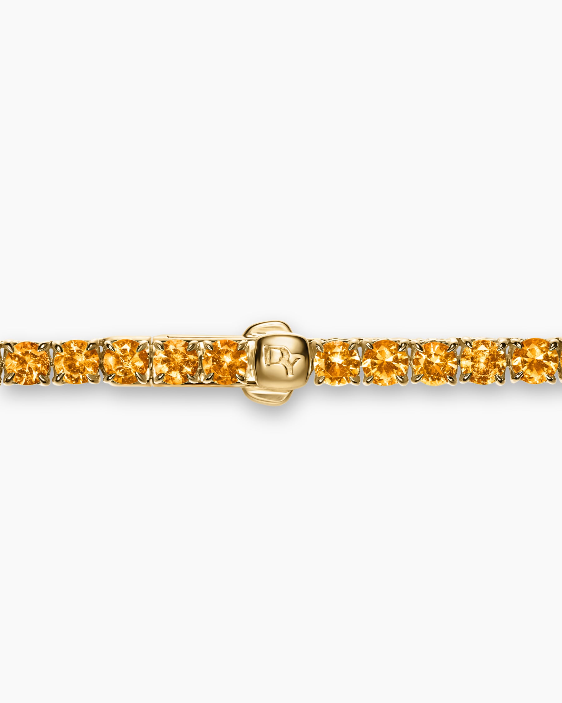 Tennis Necklace in 18K Yellow Gold with Orange Sapphires, 3mm - Image 4