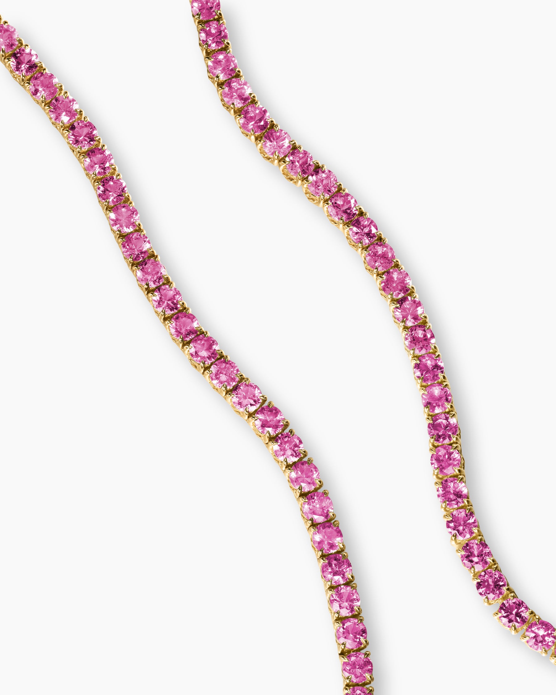 Alternative view of Tennis Necklace in 18K Yellow Gold with Pink Sapphires, 3mm