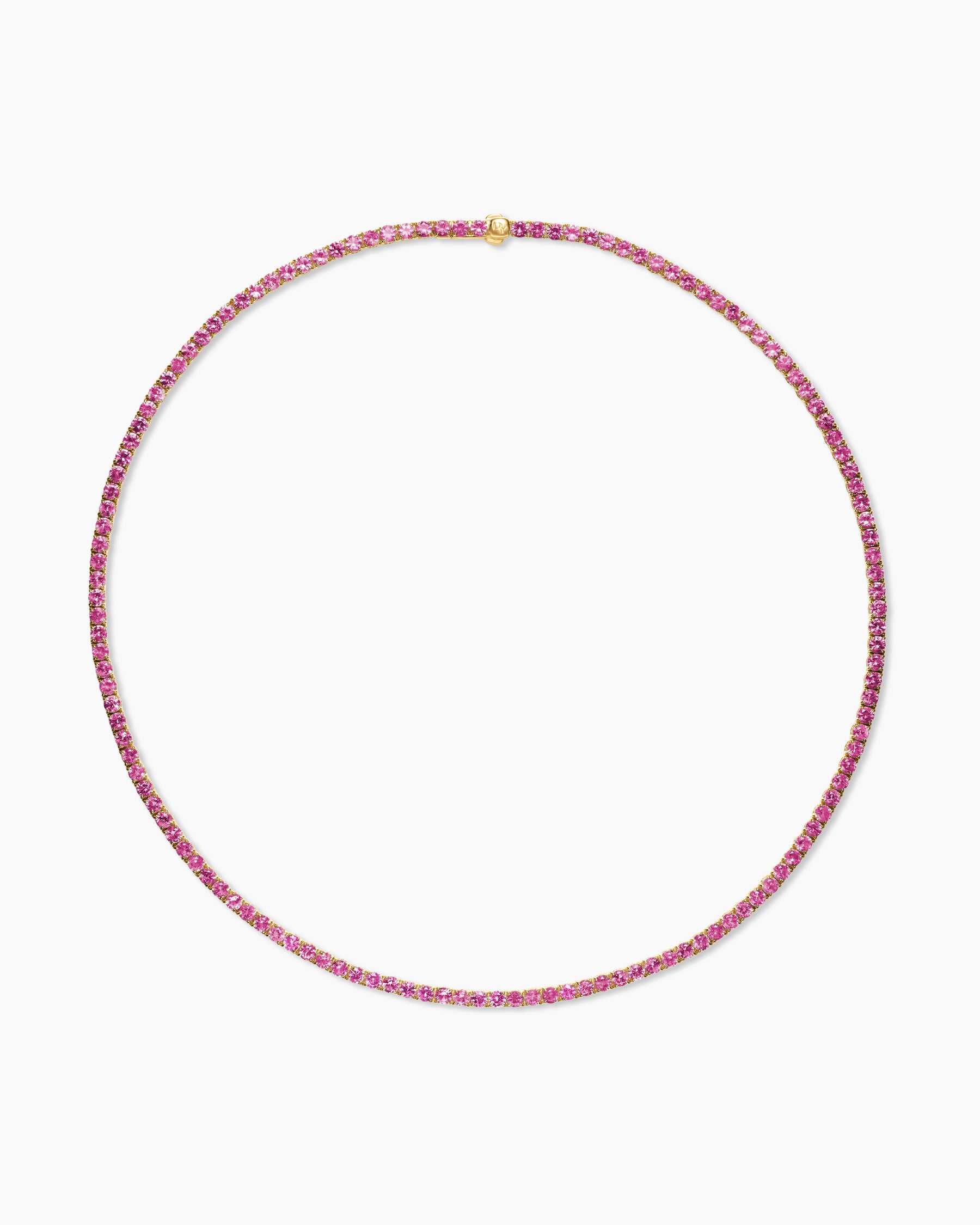 Tennis Necklace in 18K Yellow Gold with Pink Sapphires, 3mm - Image 3