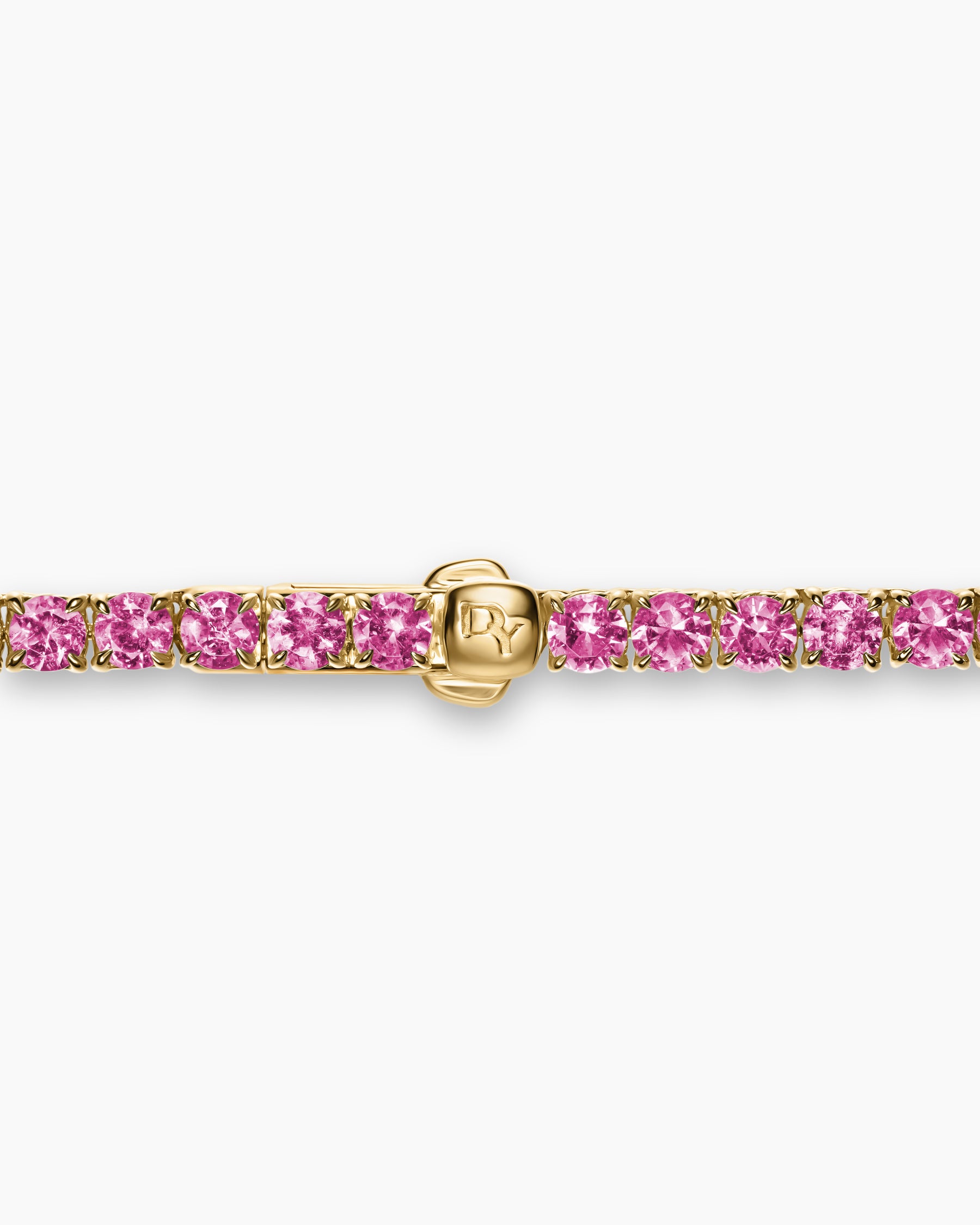Tennis Necklace in 18K Yellow Gold with Pink Sapphires, 3mm - Image 4