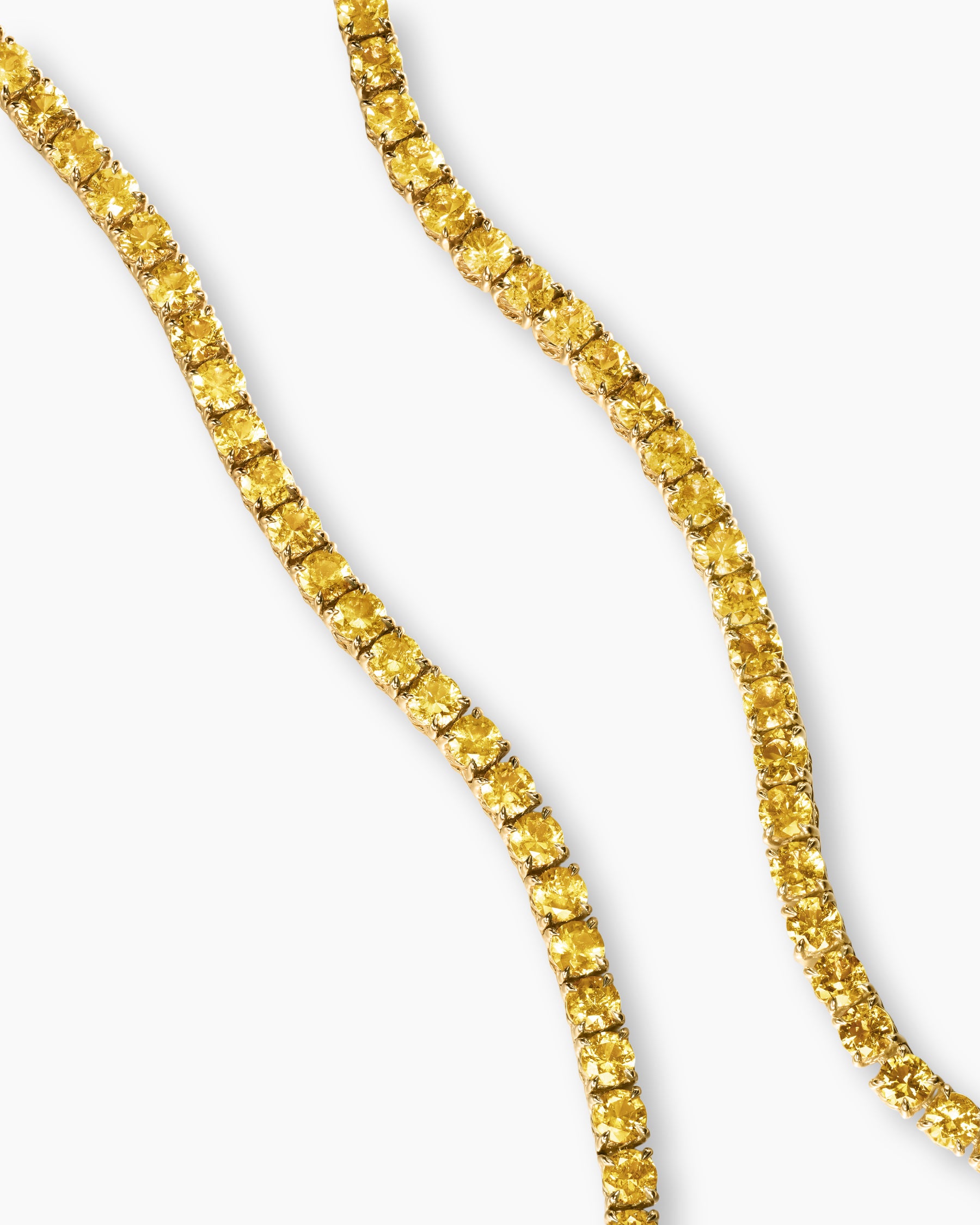 Alternative view of Tennis Necklace in 18K Yellow Gold with Yellow Sapphires, 3mm