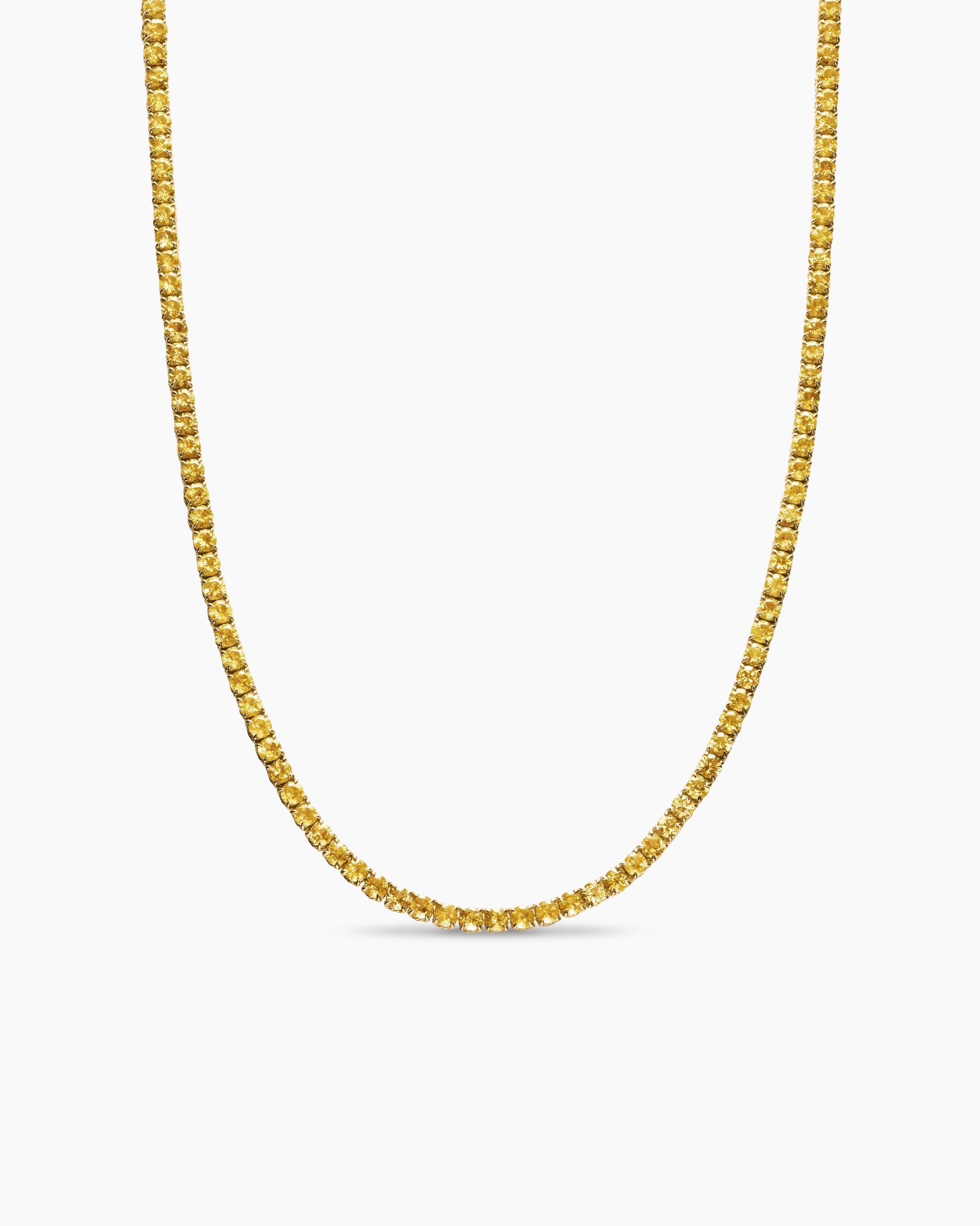 Tennis Necklace in 18K Yellow Gold with Yellow Sapphires, 3mm
