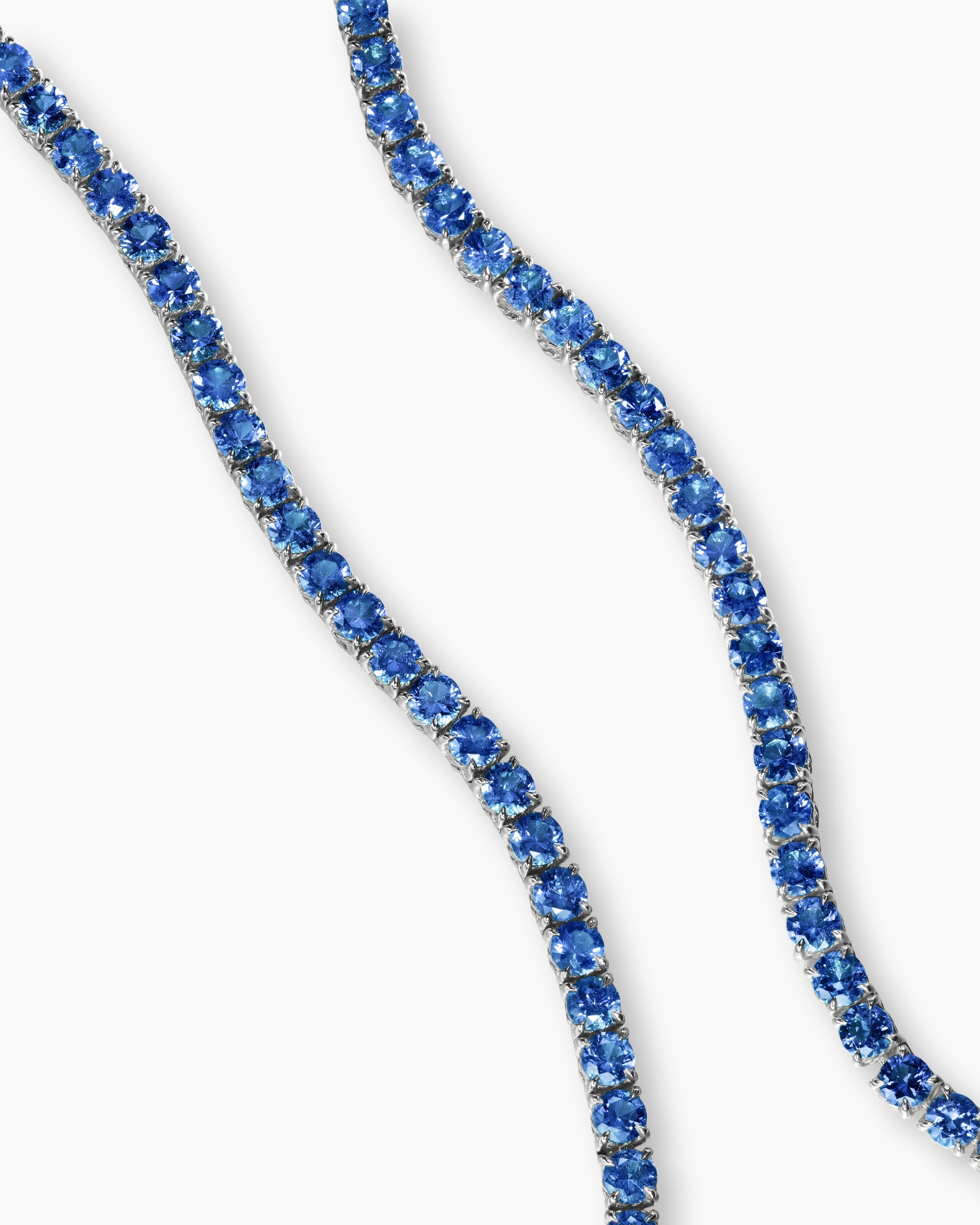 Alternative view of Tennis Necklace in 18K White Gold with Blue Sapphires, 3mm