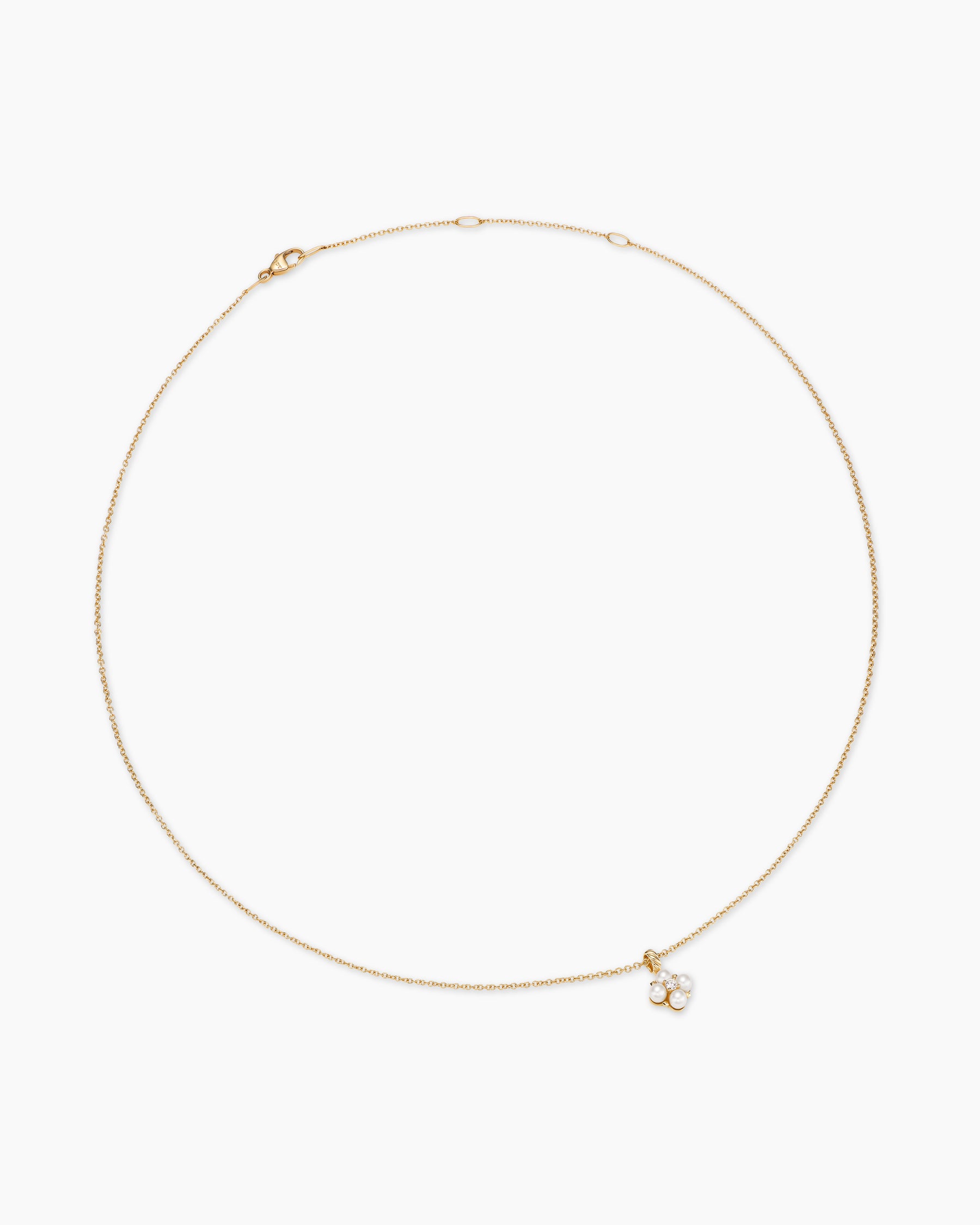 Petite Modern Renaissance Pearl Pendant Necklace in 18K Yellow Gold with Diamond, 7.3mm - Image 3