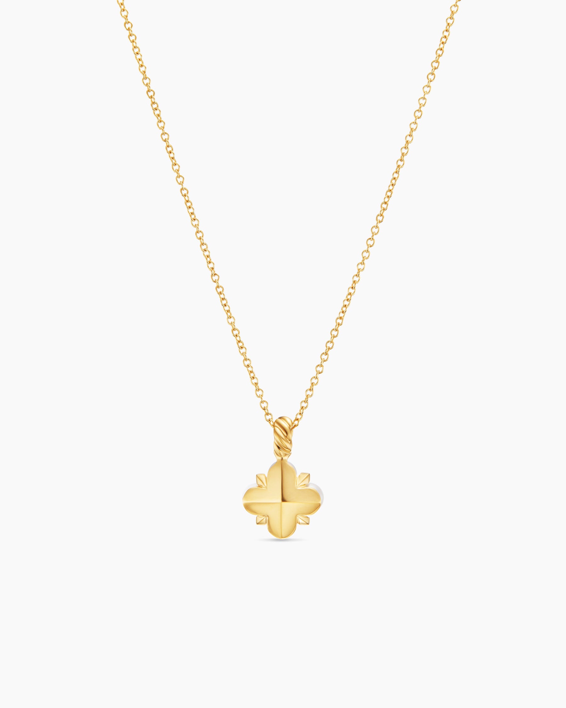 Petite Modern Renaissance Pearl Pendant Necklace in 18K Yellow Gold with Diamond, 7.3mm - Image 4