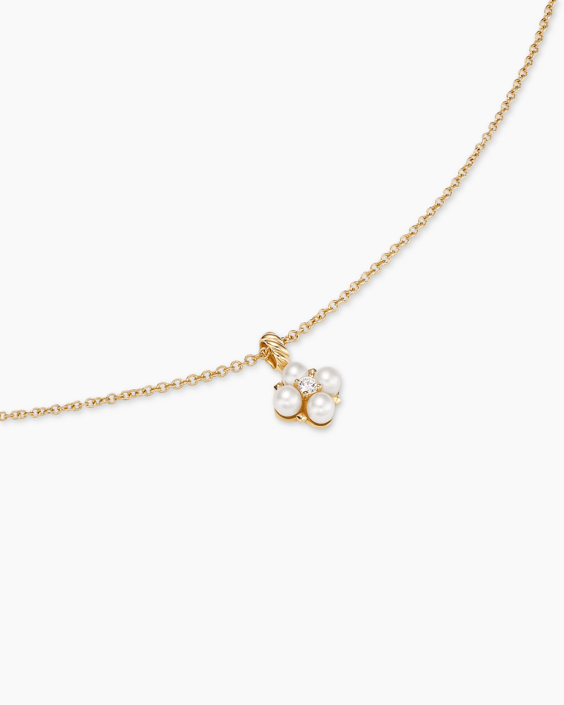Petite Modern Renaissance Pearl Pendant Necklace in 18K Yellow Gold with Diamond, 7.3mm - Image 5