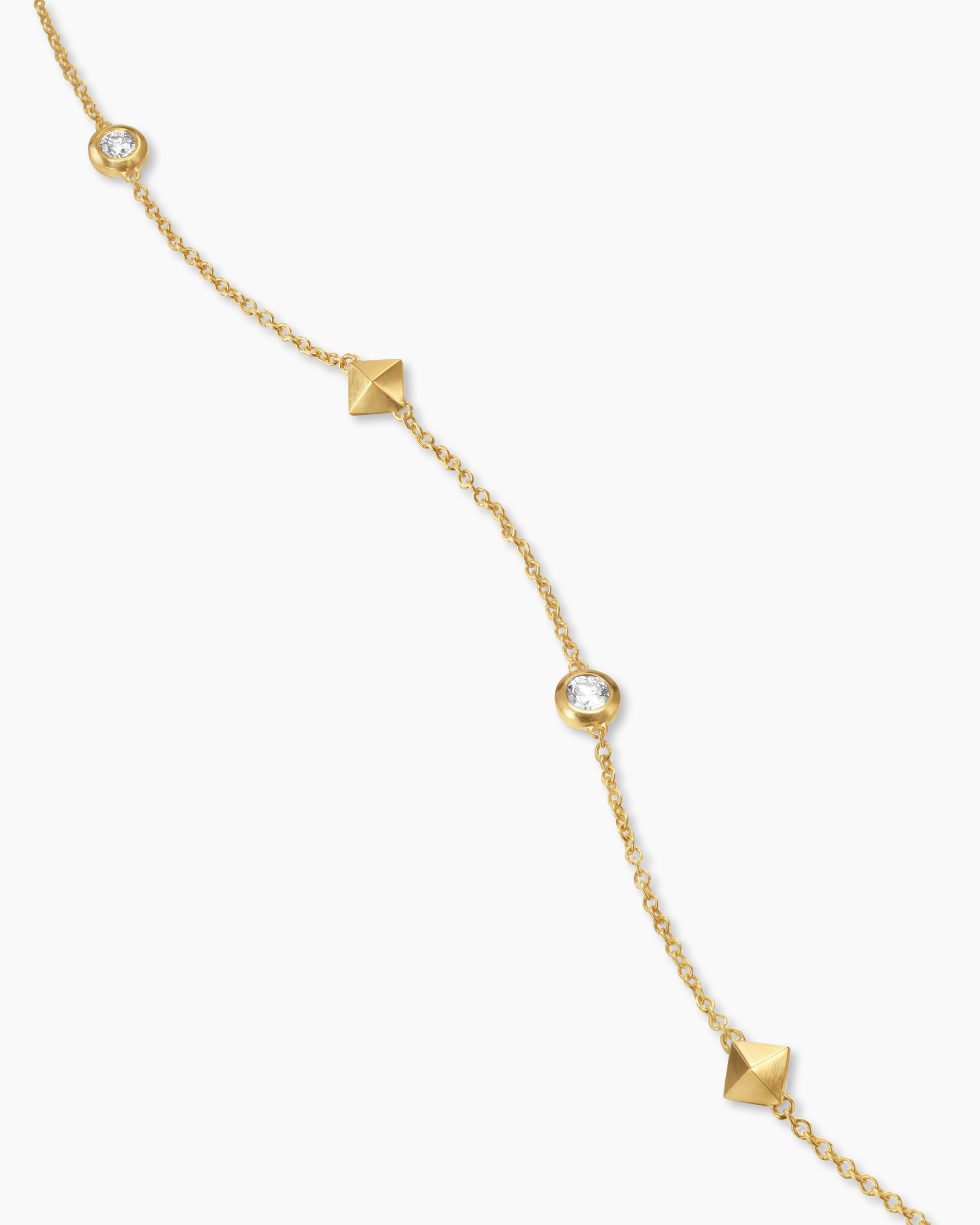 Petite Modern Renaissance Pyramid Station Necklace in 18K Yellow Gold with Diamonds, 4.6mm - Image 3