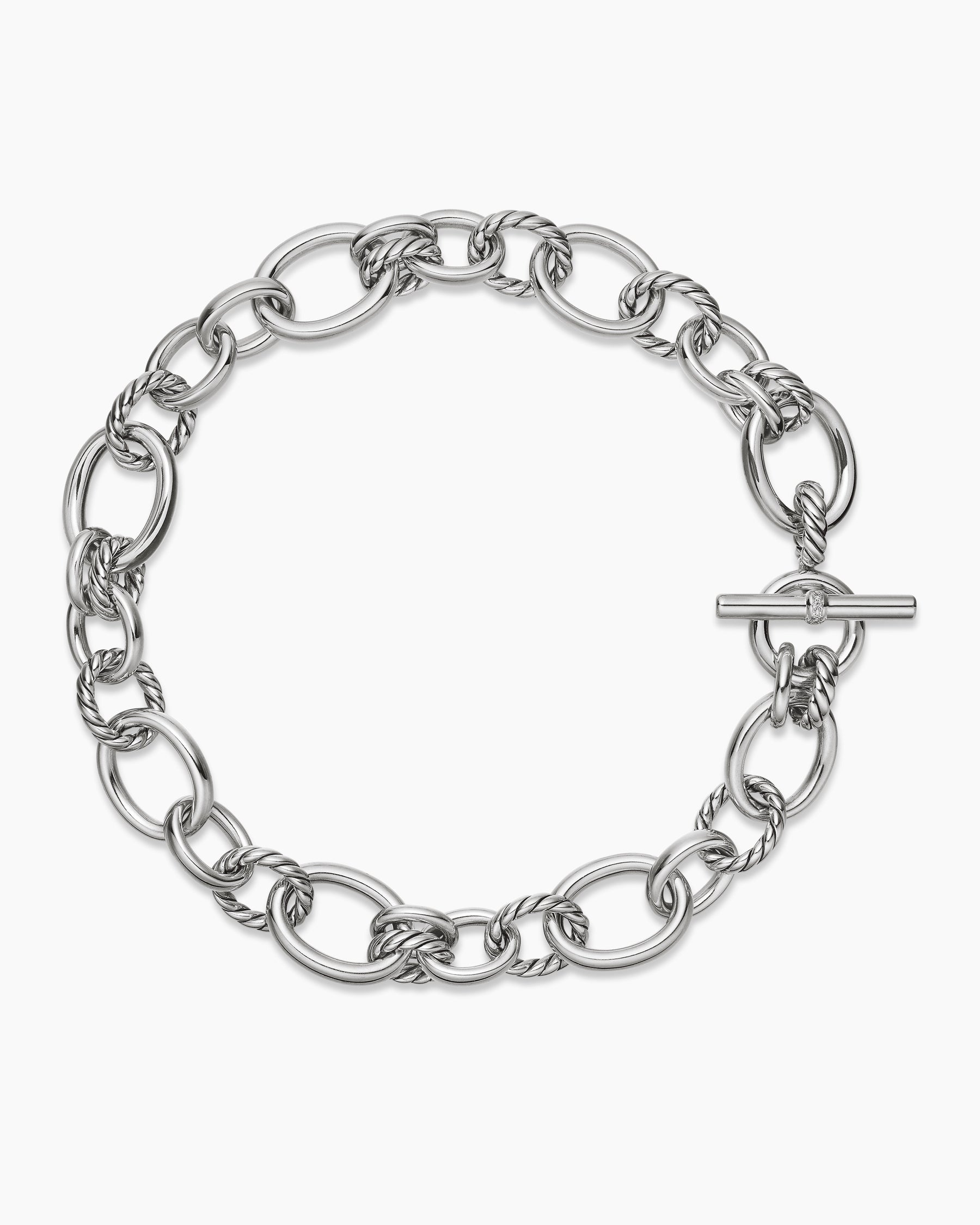 DY Mercer Chain Necklace in Sterling Silver with Diamonds, 20mm