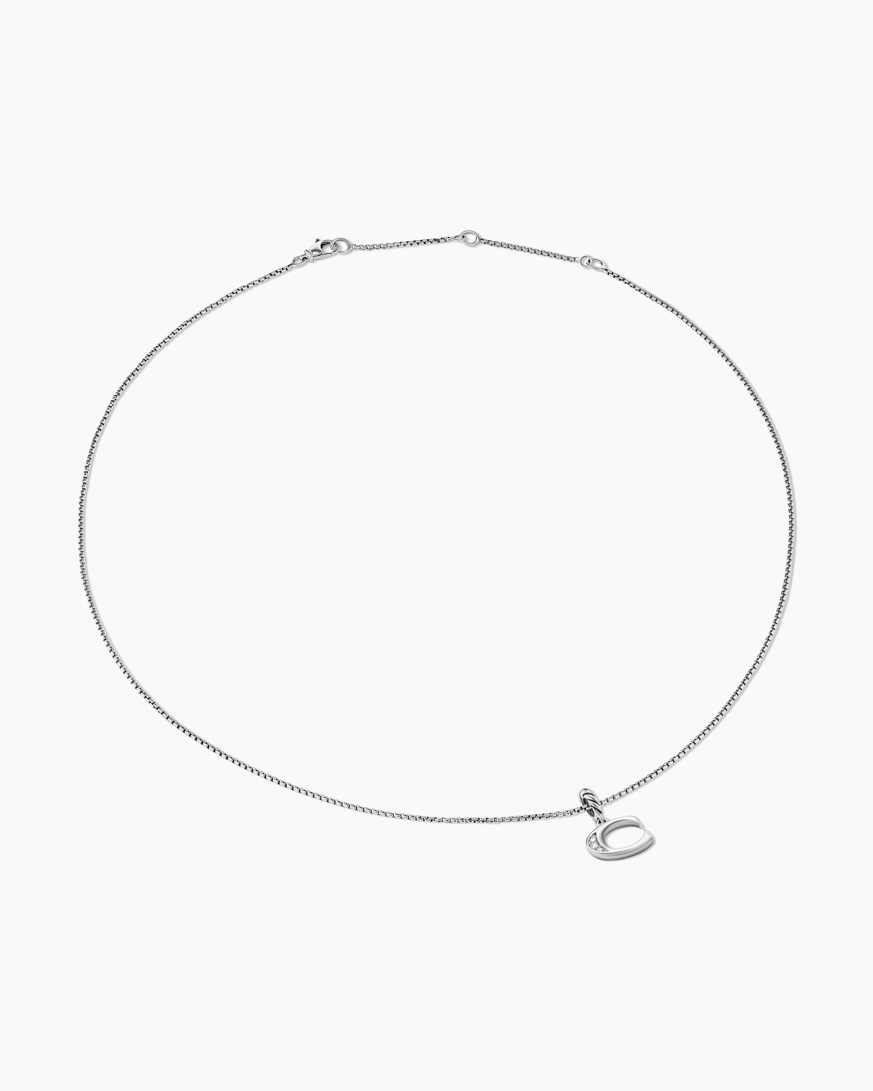 Pavé Initial Pendant Necklace in Sterling Silver with Diamond C - Image 3