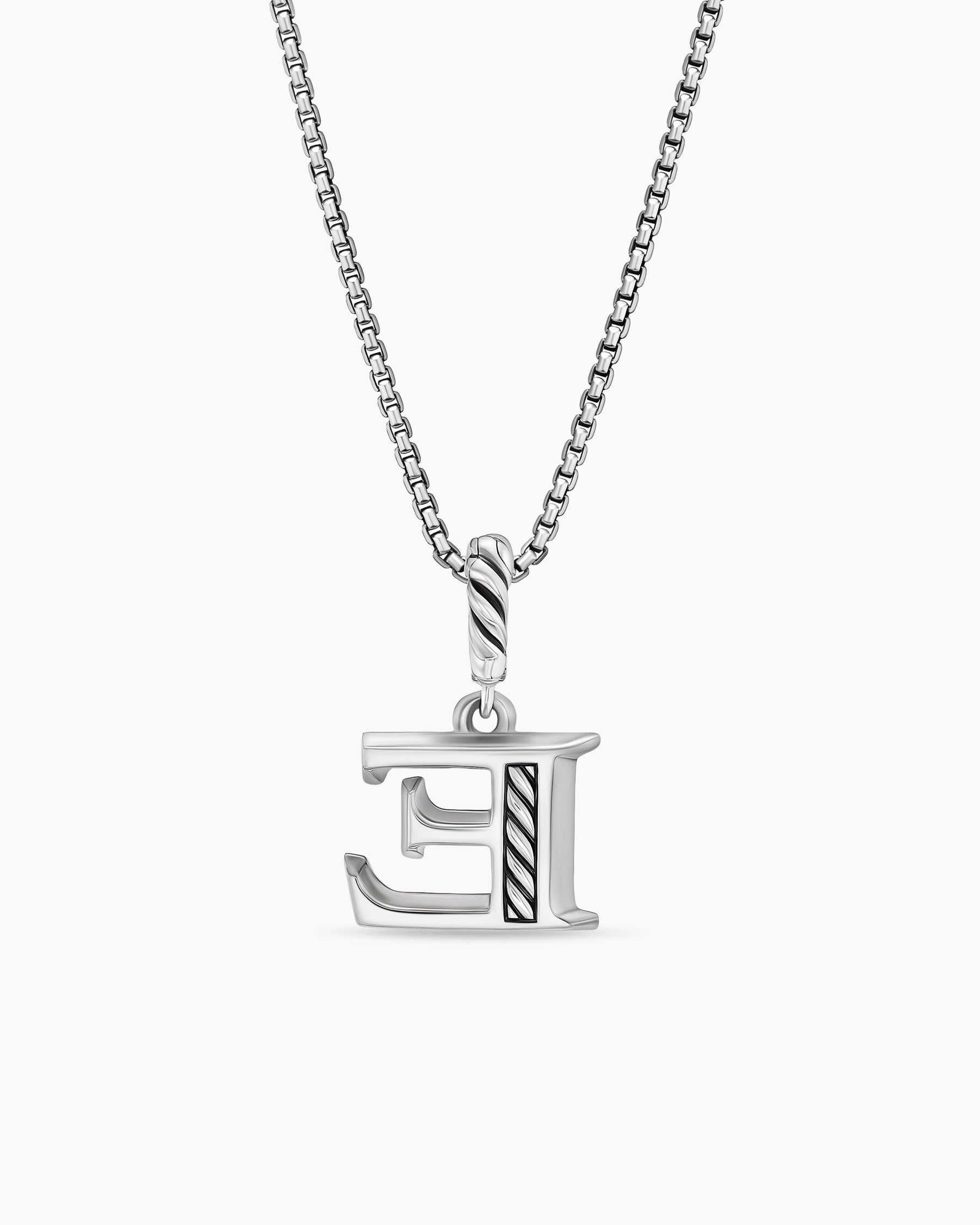 Pavé Initial Pendant Necklace in Sterling Silver with Diamond E - Image 4