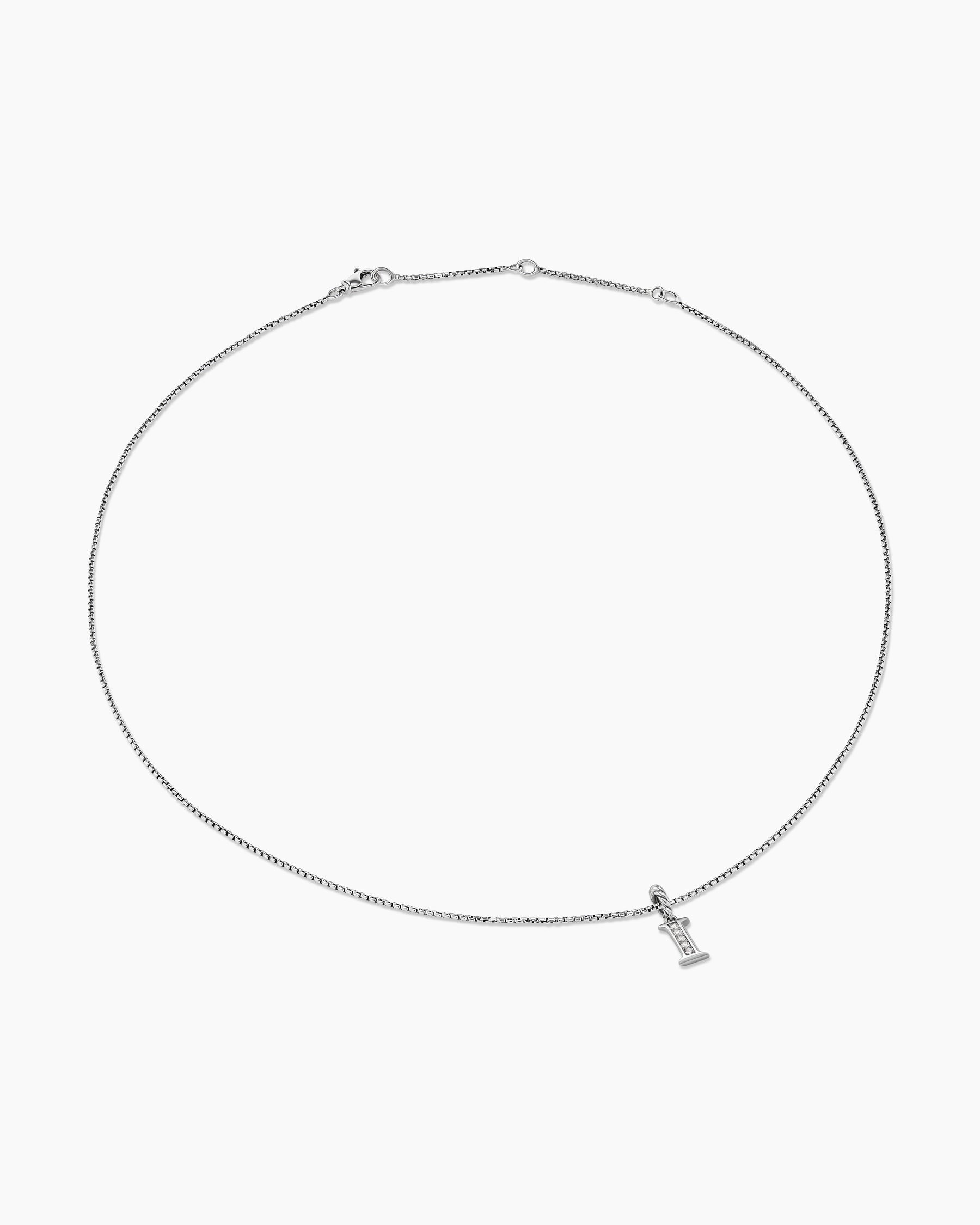 Pavé Initial Pendant Necklace in Sterling Silver with Diamond I - Image 3