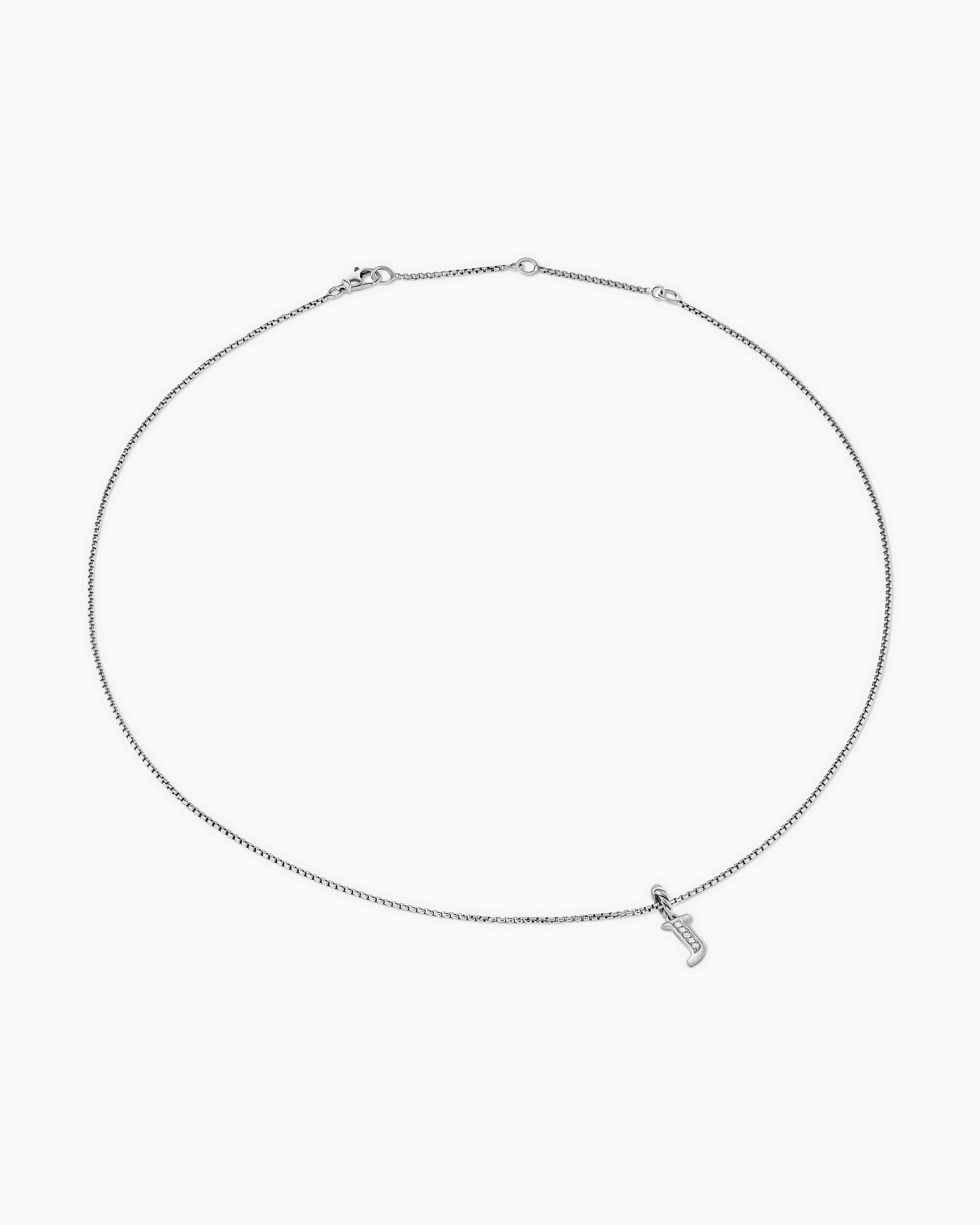 Pavé Initial Pendant Necklace in Sterling Silver with Diamond J - Image 3