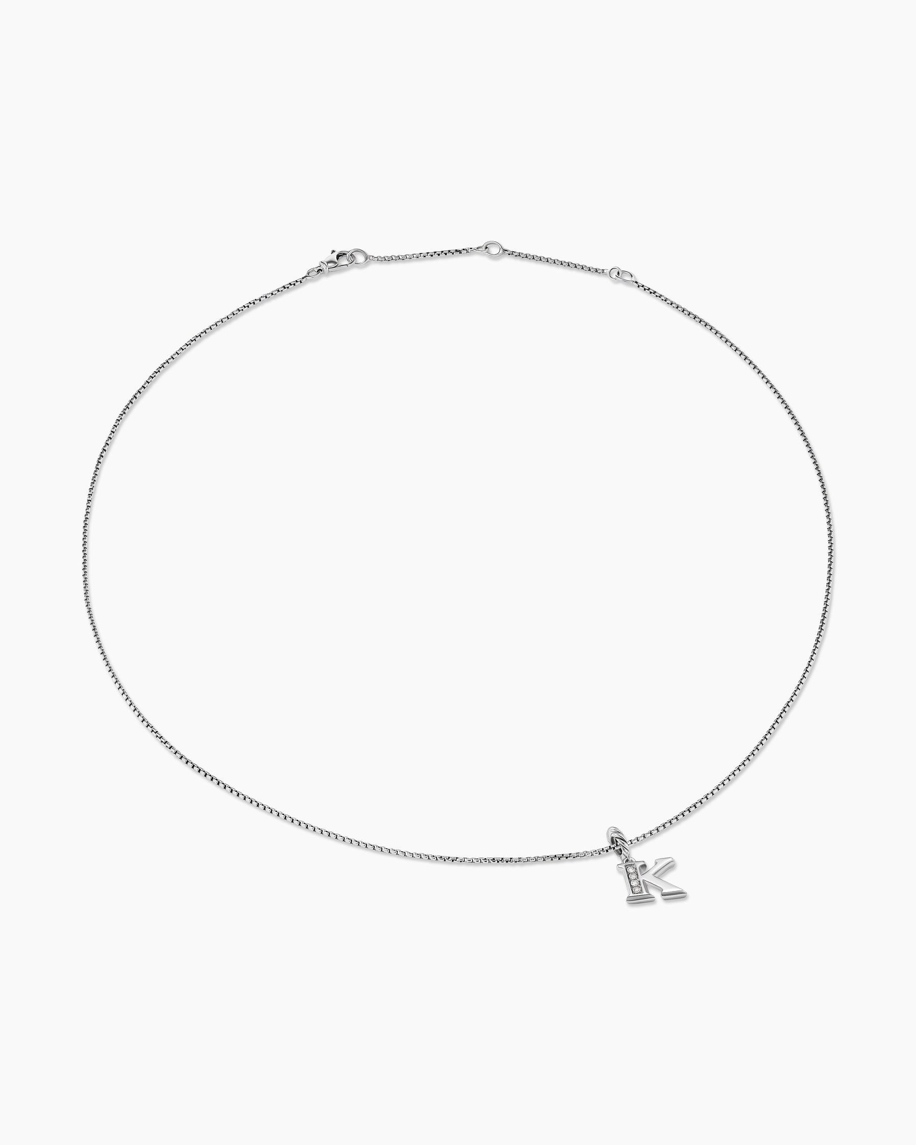 Pavé Initial Pendant Necklace in Sterling Silver with Diamond K - Image 3