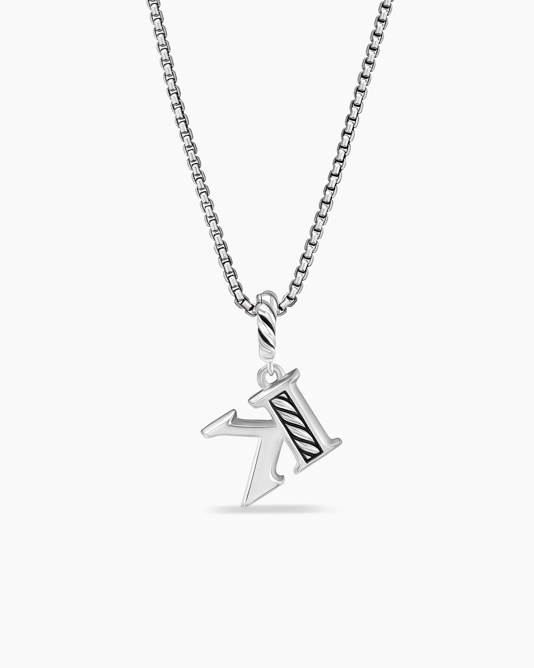 Pavé Initial Pendant Necklace in Sterling Silver with Diamond K - Image 4