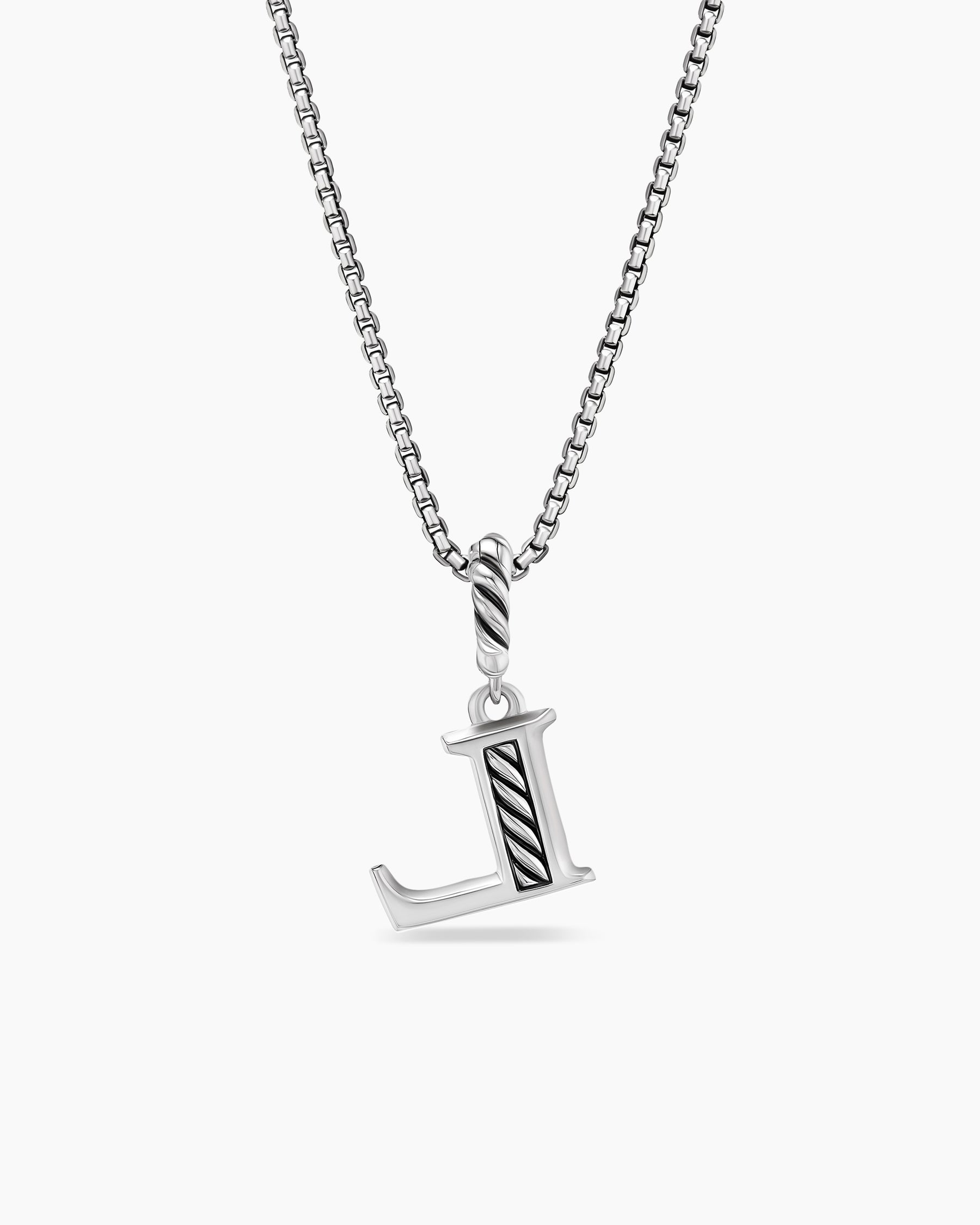 Pavé Initial Pendant Necklace in Sterling Silver with Diamond L - Image 4