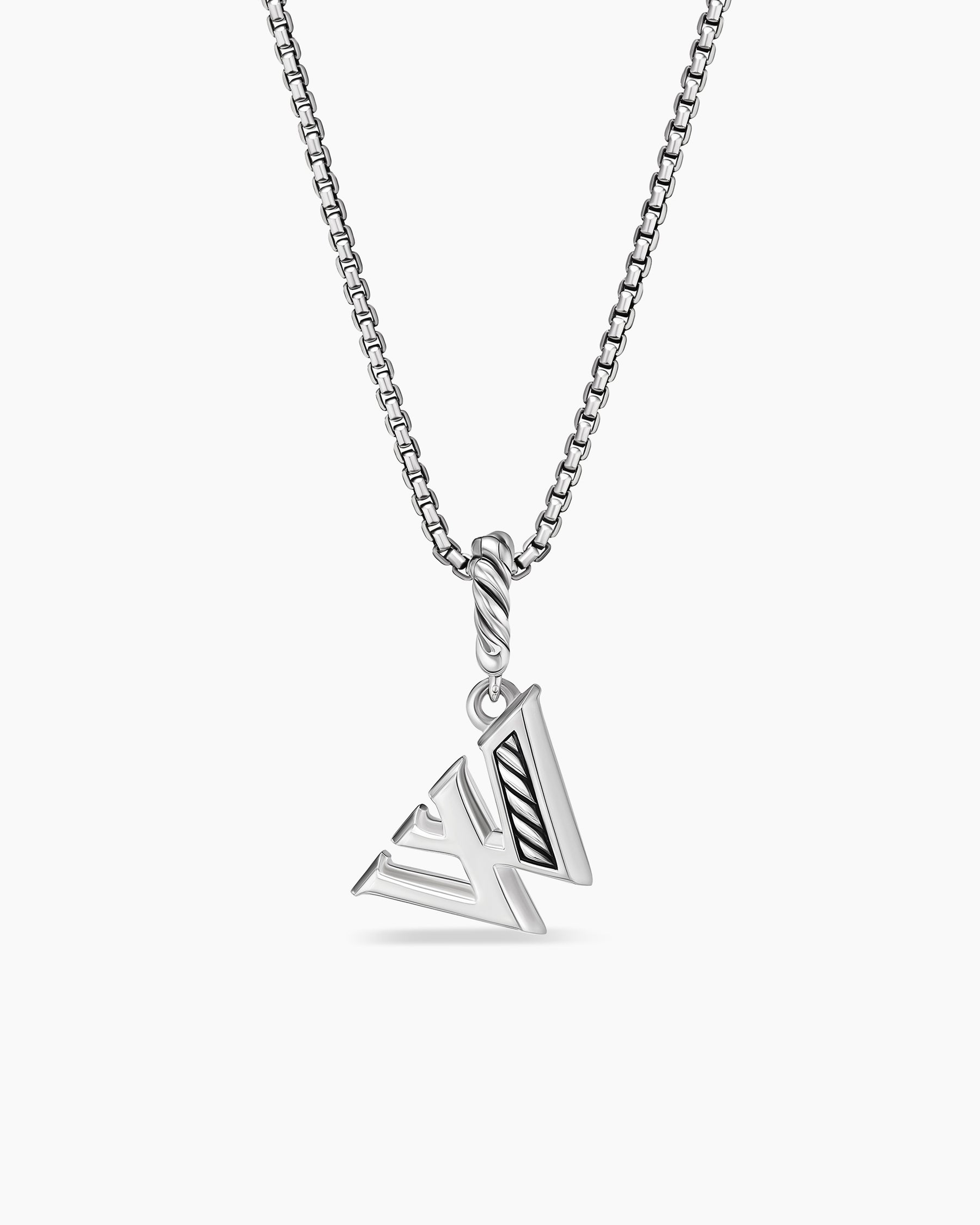 Pavé Initial Pendant Necklace in Sterling Silver with Diamond W - Image 4