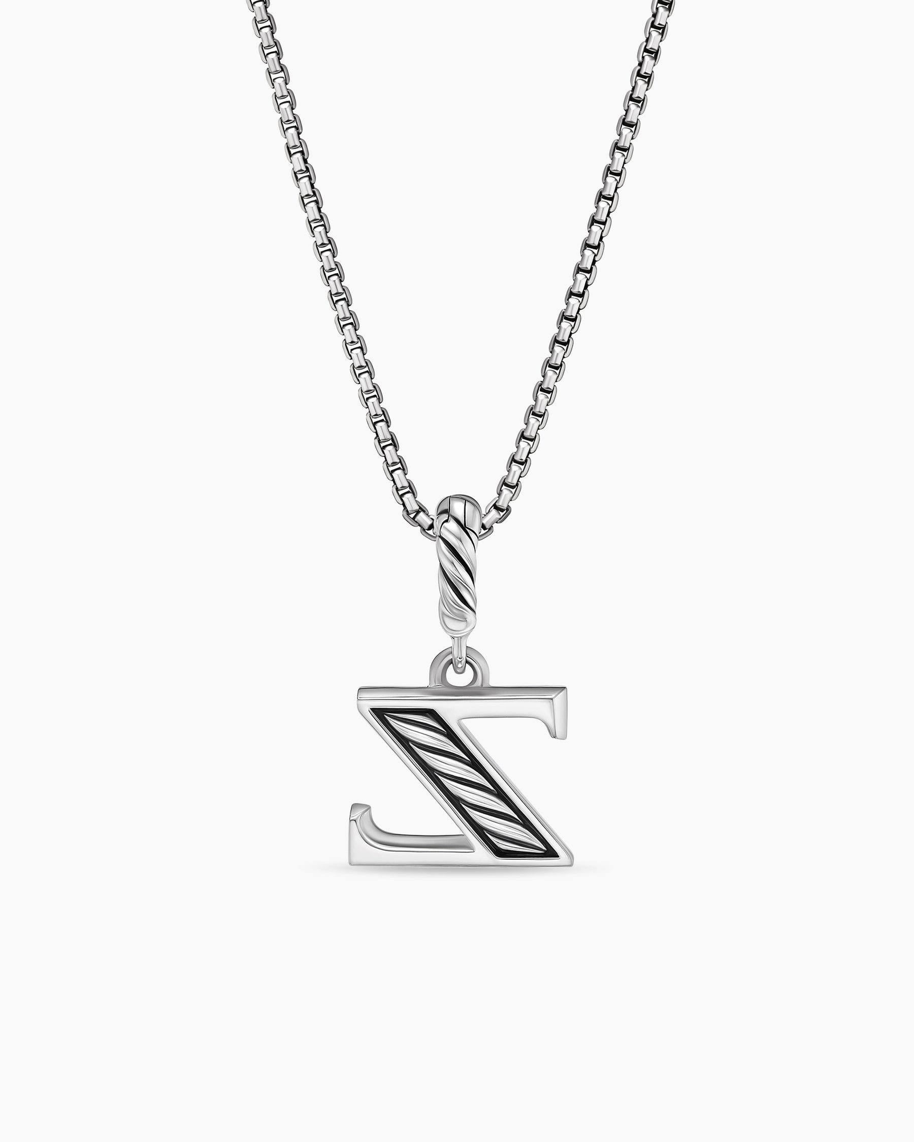 Pavé Initial Pendant Necklace in Sterling Silver with Diamond Z - Image 4