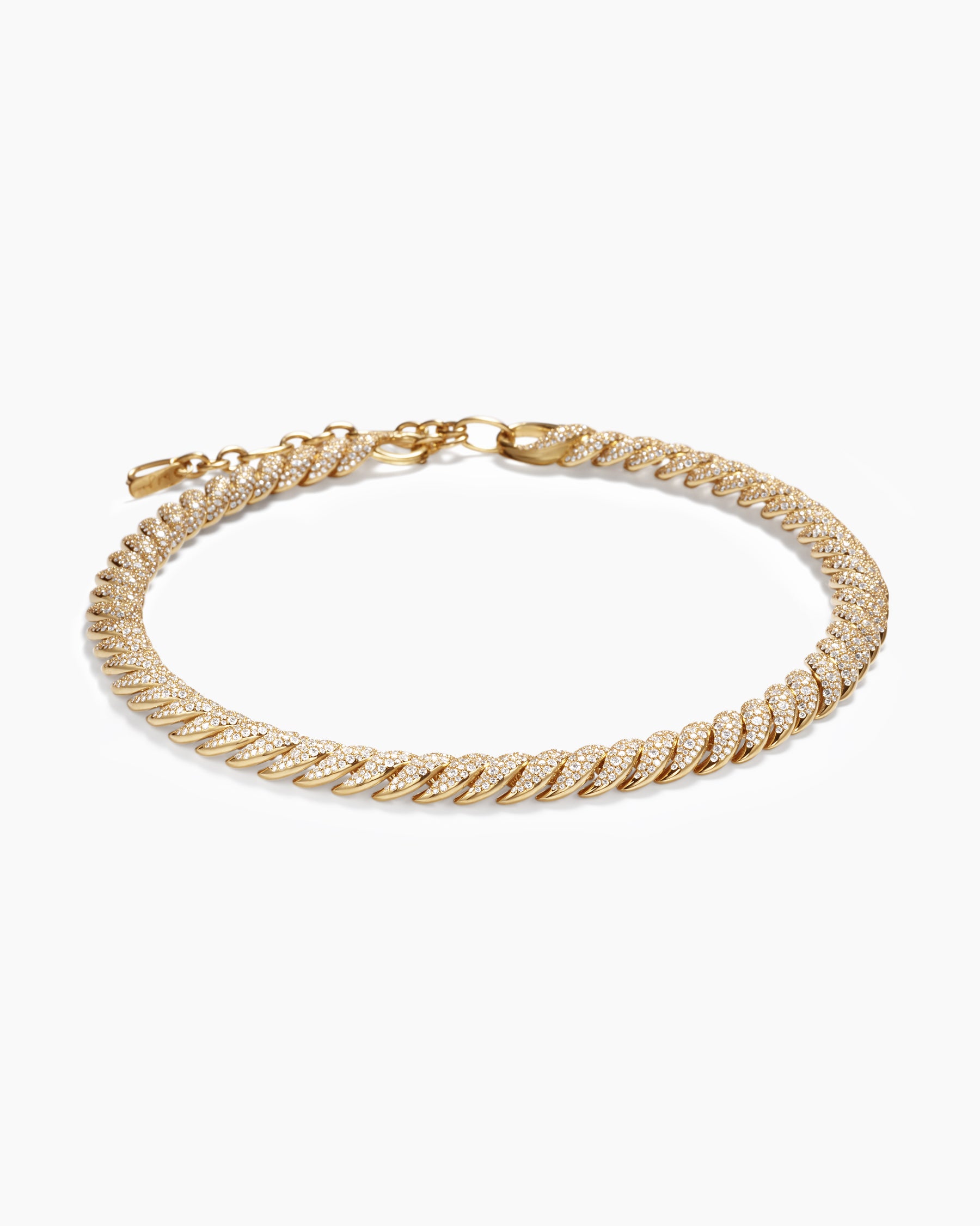 Sculpted Cable Necklace in 18K Yellow Gold with Diamonds, 8.5mm - Image 3