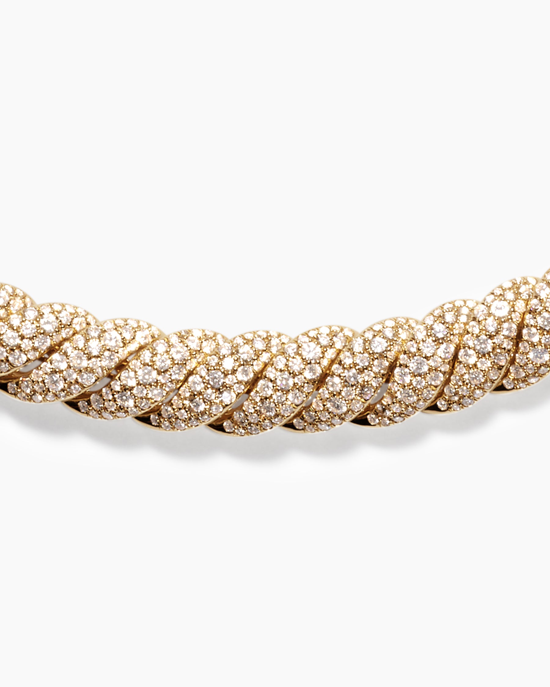 Sculpted Cable Necklace in 18K Yellow Gold with Diamonds, 8.5mm - Image 4