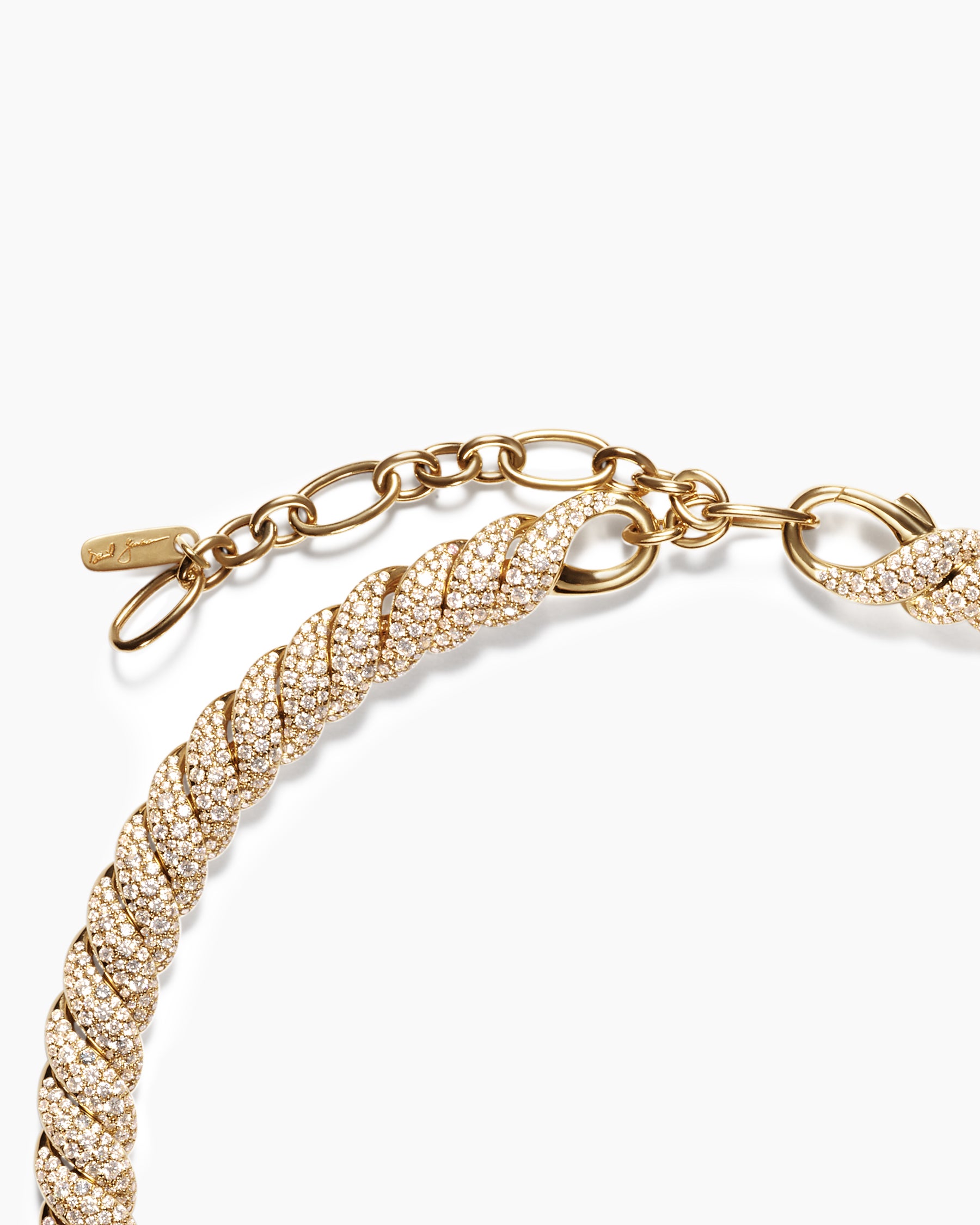 Sculpted Cable Necklace in 18K Yellow Gold with Diamonds, 8.5mm - Image 6