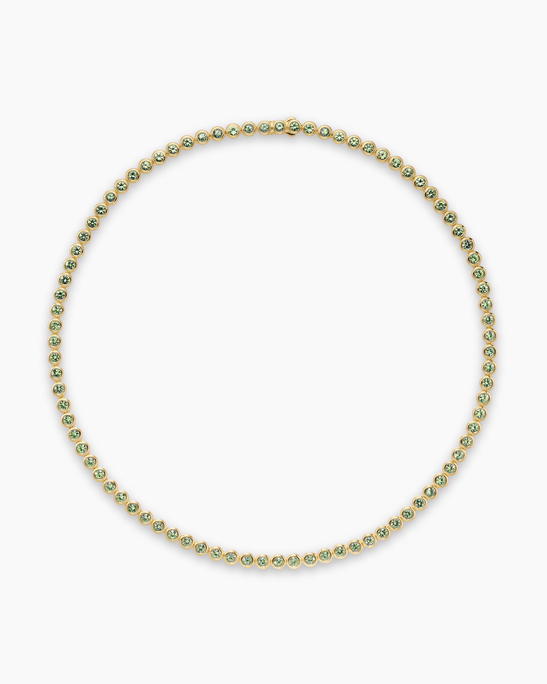 Bezel Set Tennis Necklace in 18K Yellow Gold with Peridot, 4.7mm - Image 4