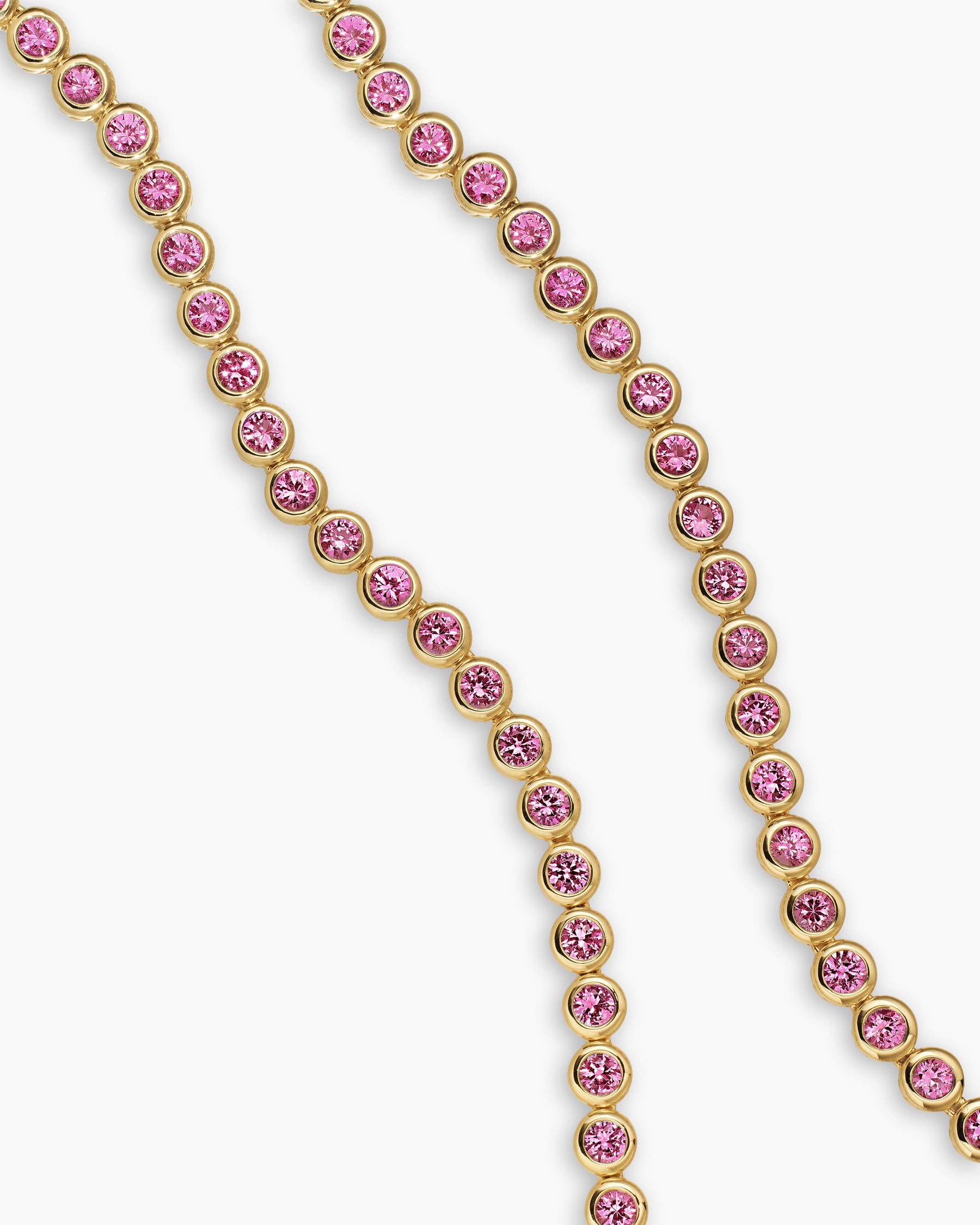 Bezel Set Tennis Necklace in 18K Yellow Gold with Pink Tourmalines, 4.7mm - Image 3