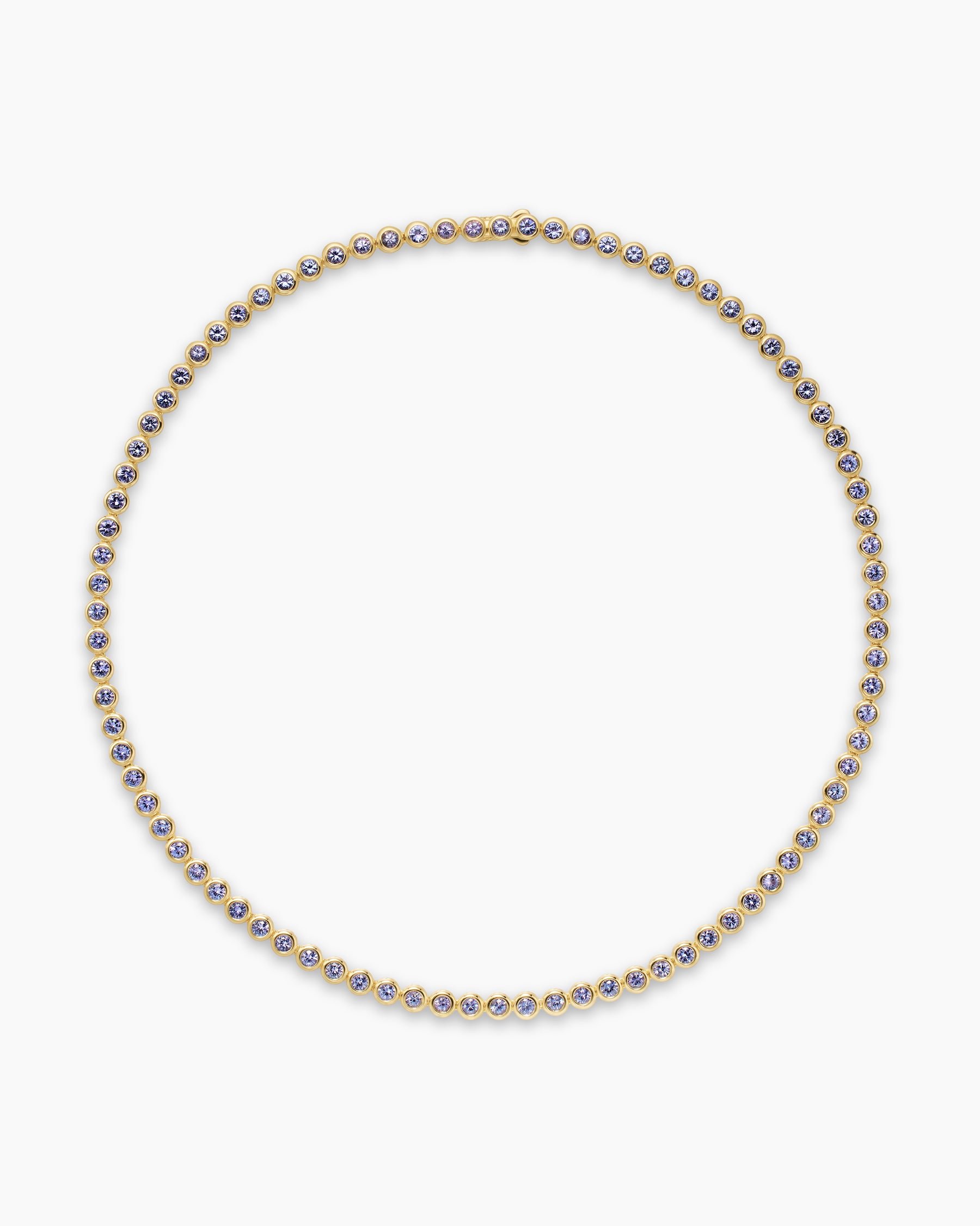 Bezel Set Tennis Necklace in 18K Yellow Gold with Tanzanite, 4.7mm - Image 4