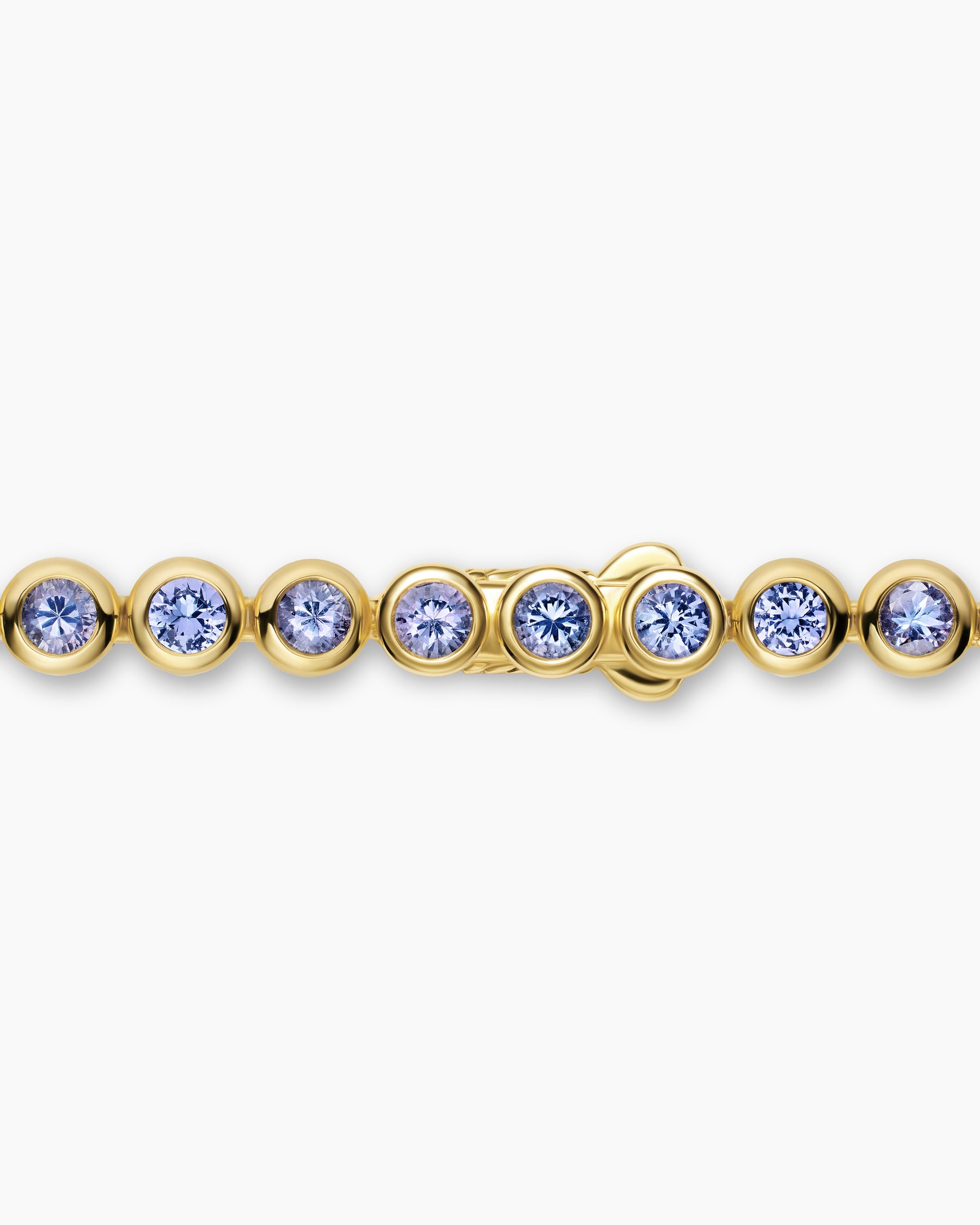 Bezel Set Tennis Necklace in 18K Yellow Gold with Tanzanite, 4.7mm - Image 5
