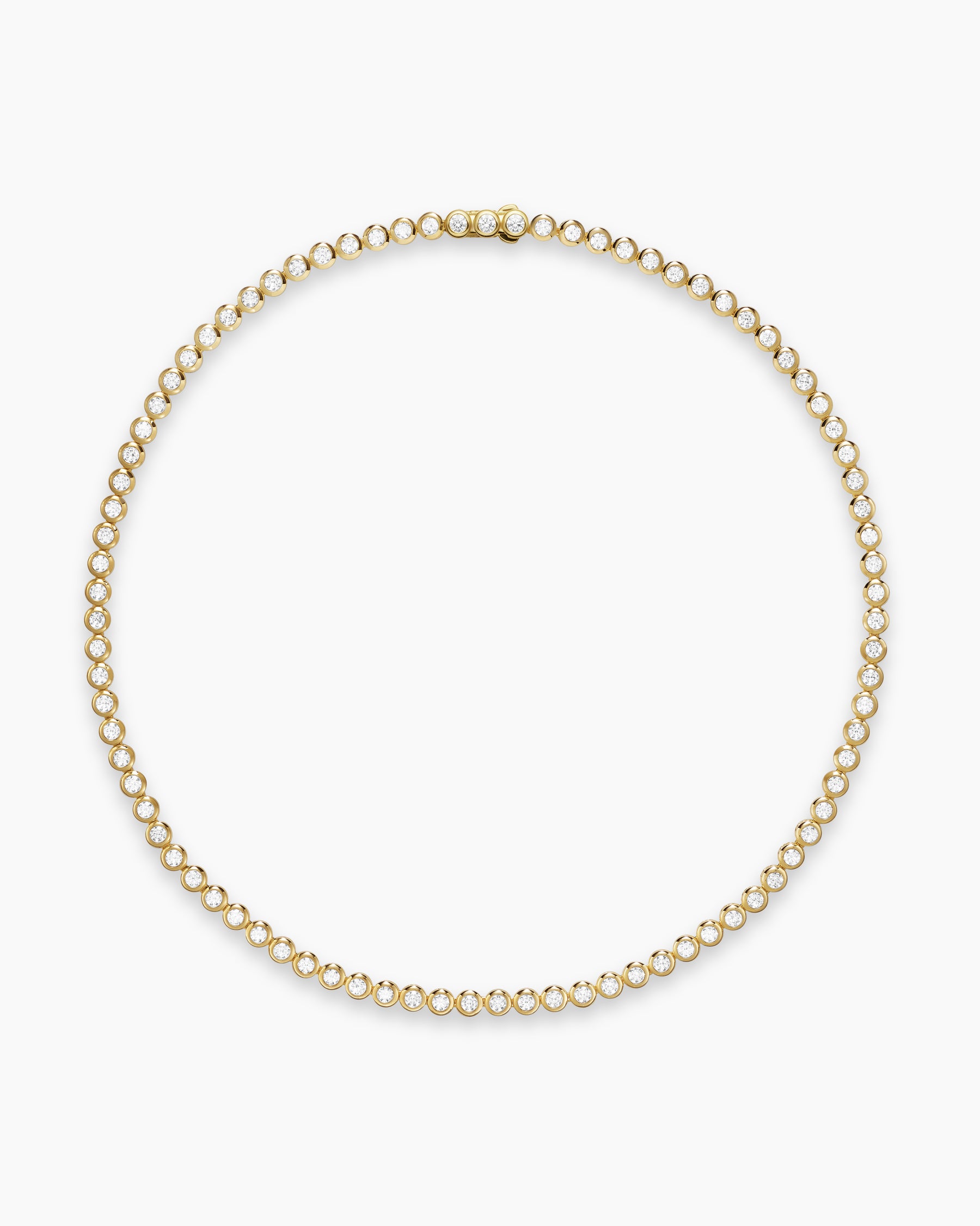 Bezel Set Tennis Necklace in 18K Yellow Gold with Diamonds, 4.7mm - Image 4