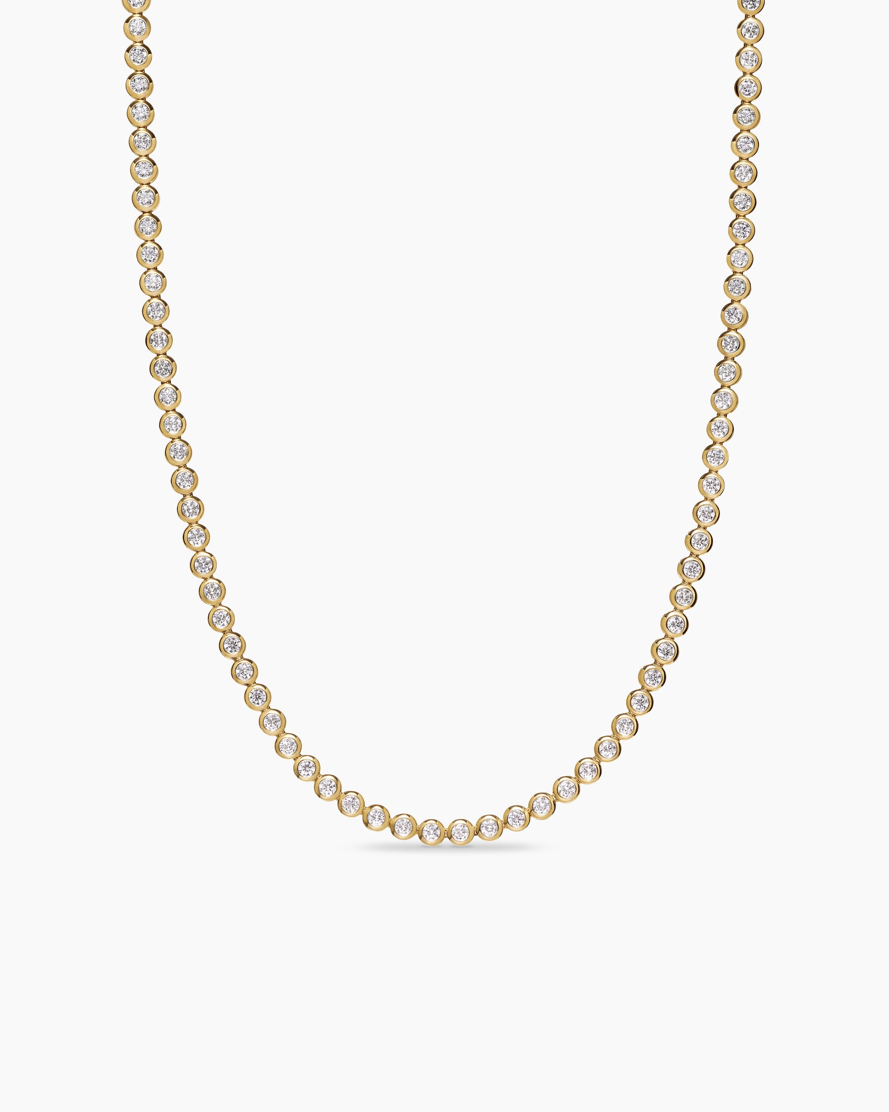 Bezel Set Tennis Necklace in 18K Yellow Gold with Diamonds, 4.7mm