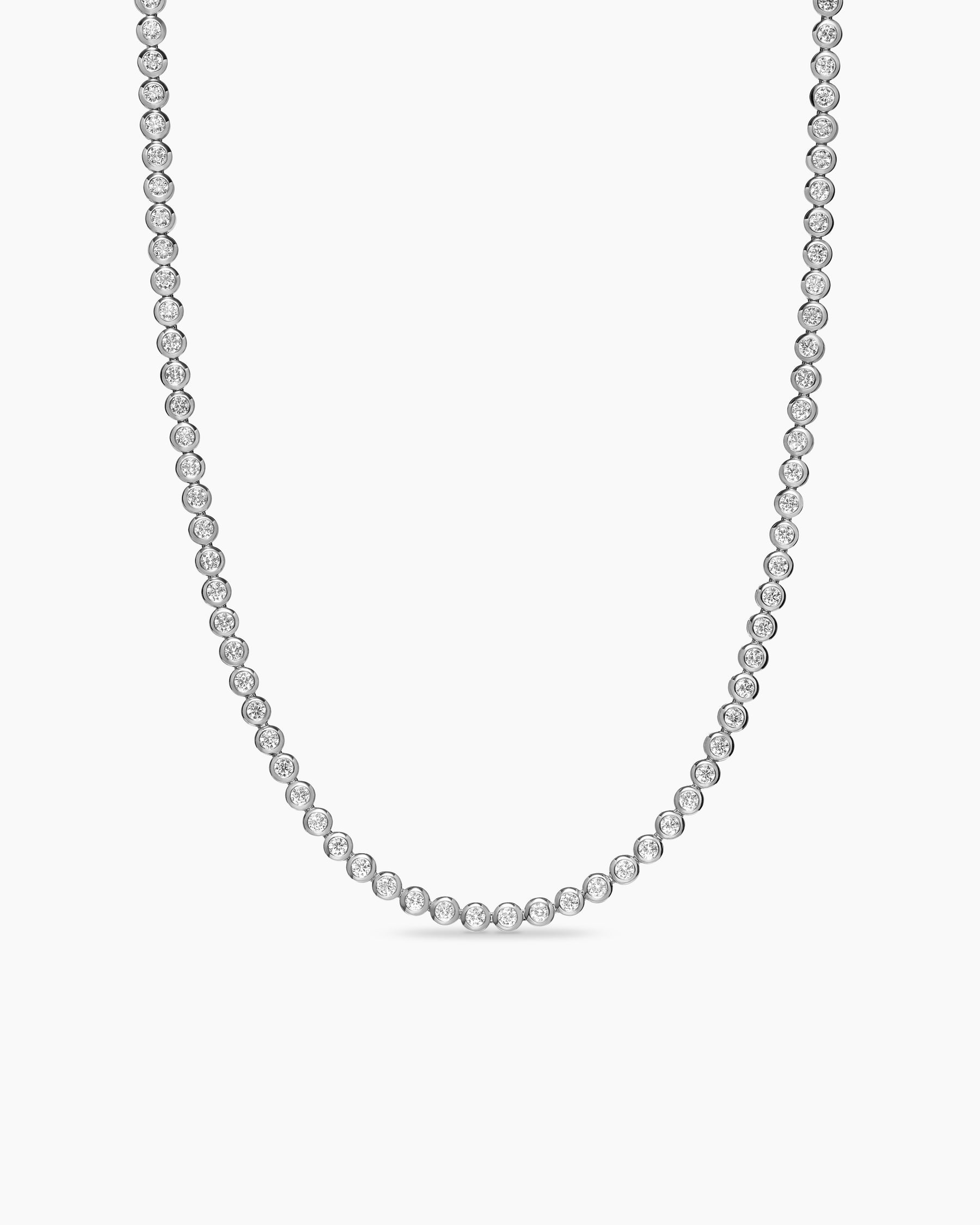Bezel Set Tennis Necklace in 18K White Gold with Diamonds, 4.7mm