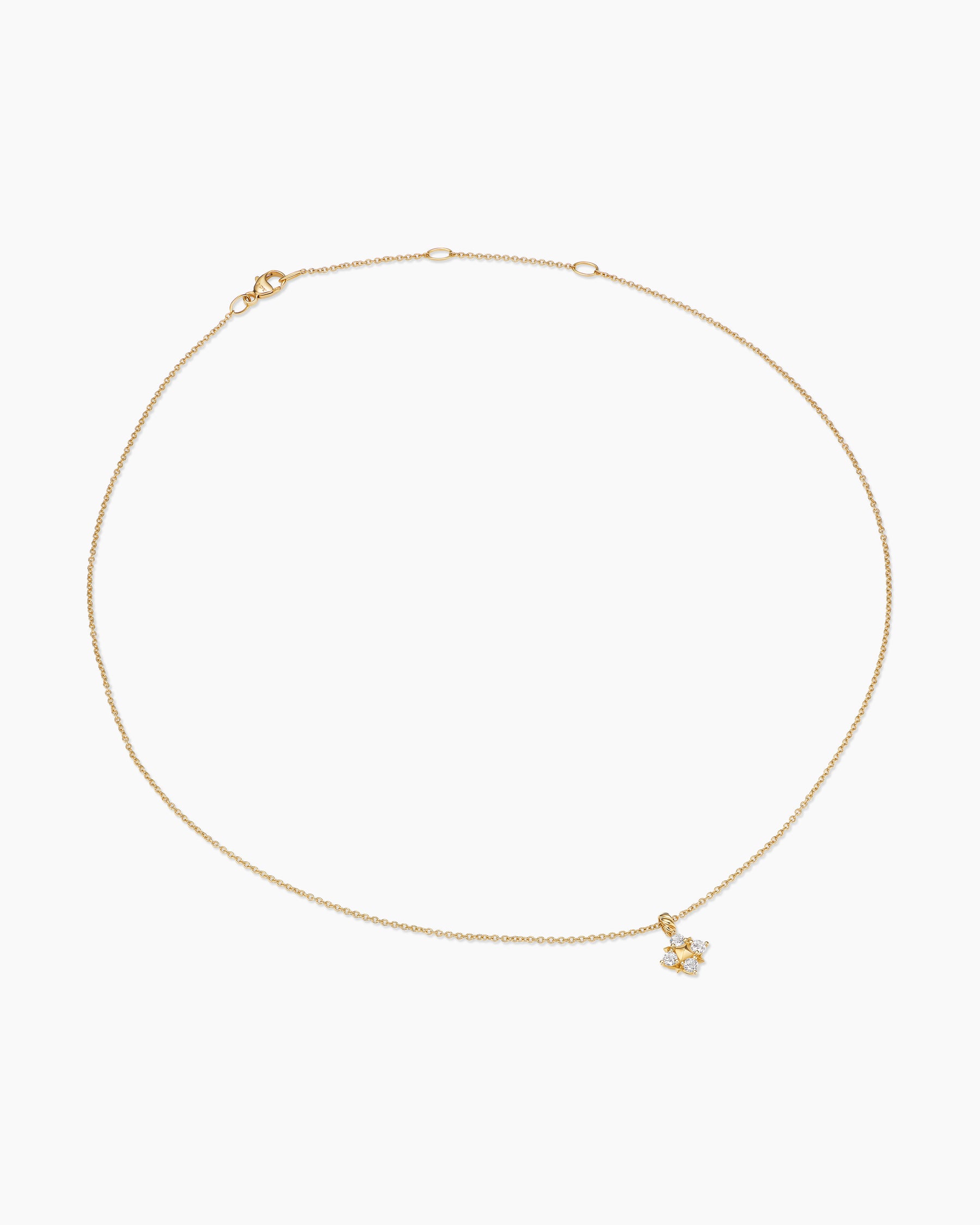 Petite Modern Renaissance Pyramid Pendant Necklace in 18K Yellow Gold with Diamonds, 10.9mm - Image 3
